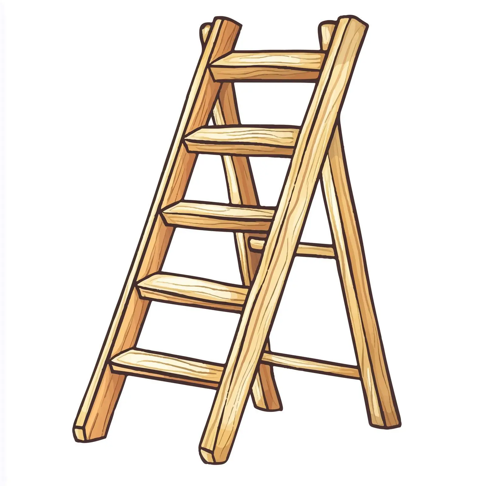 Cartoon Wooden Ladder and Stair Vector Illustration — free download from Dotvec