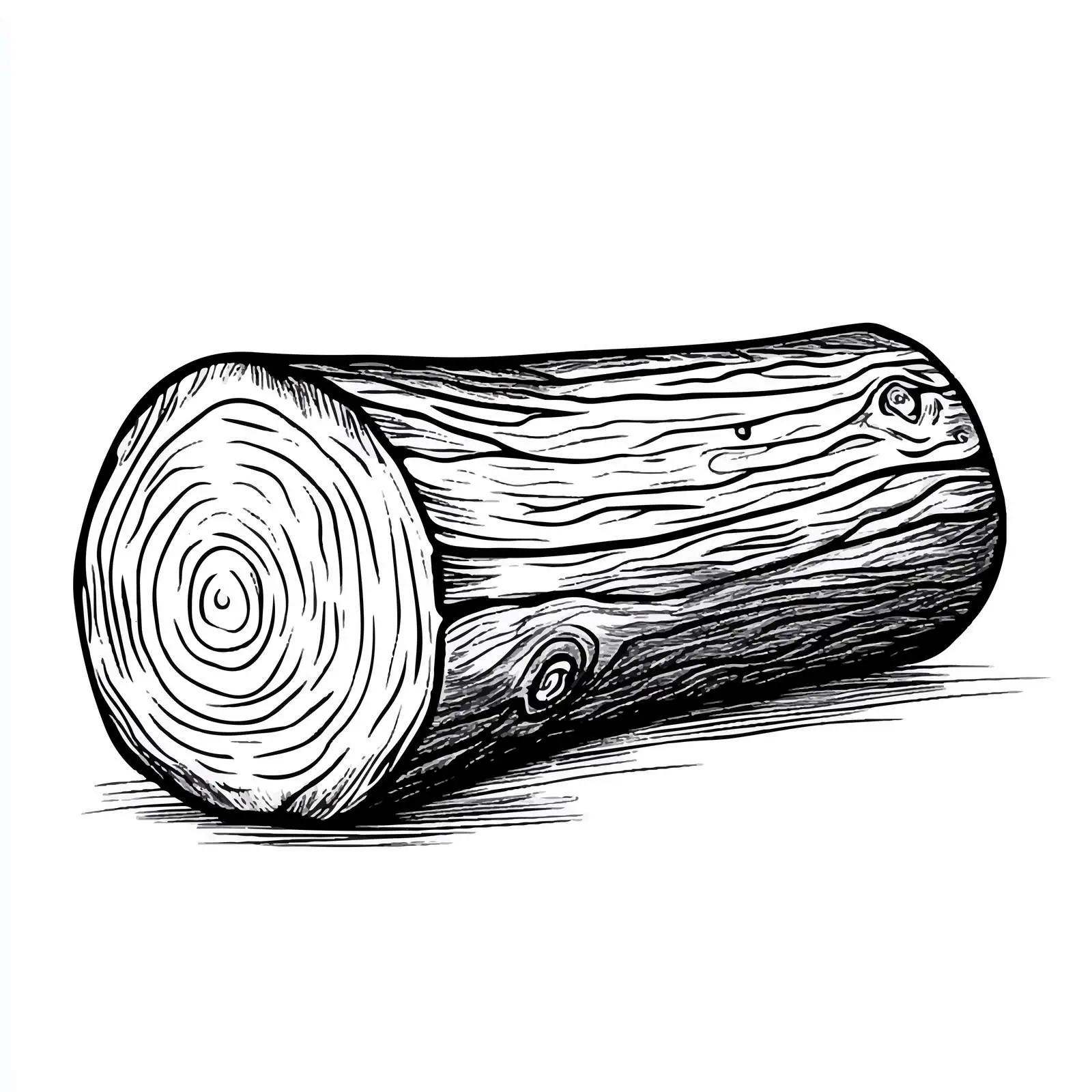 Black and White Wooden Log Cartoon Vector Illustration — free download from Dotvec
