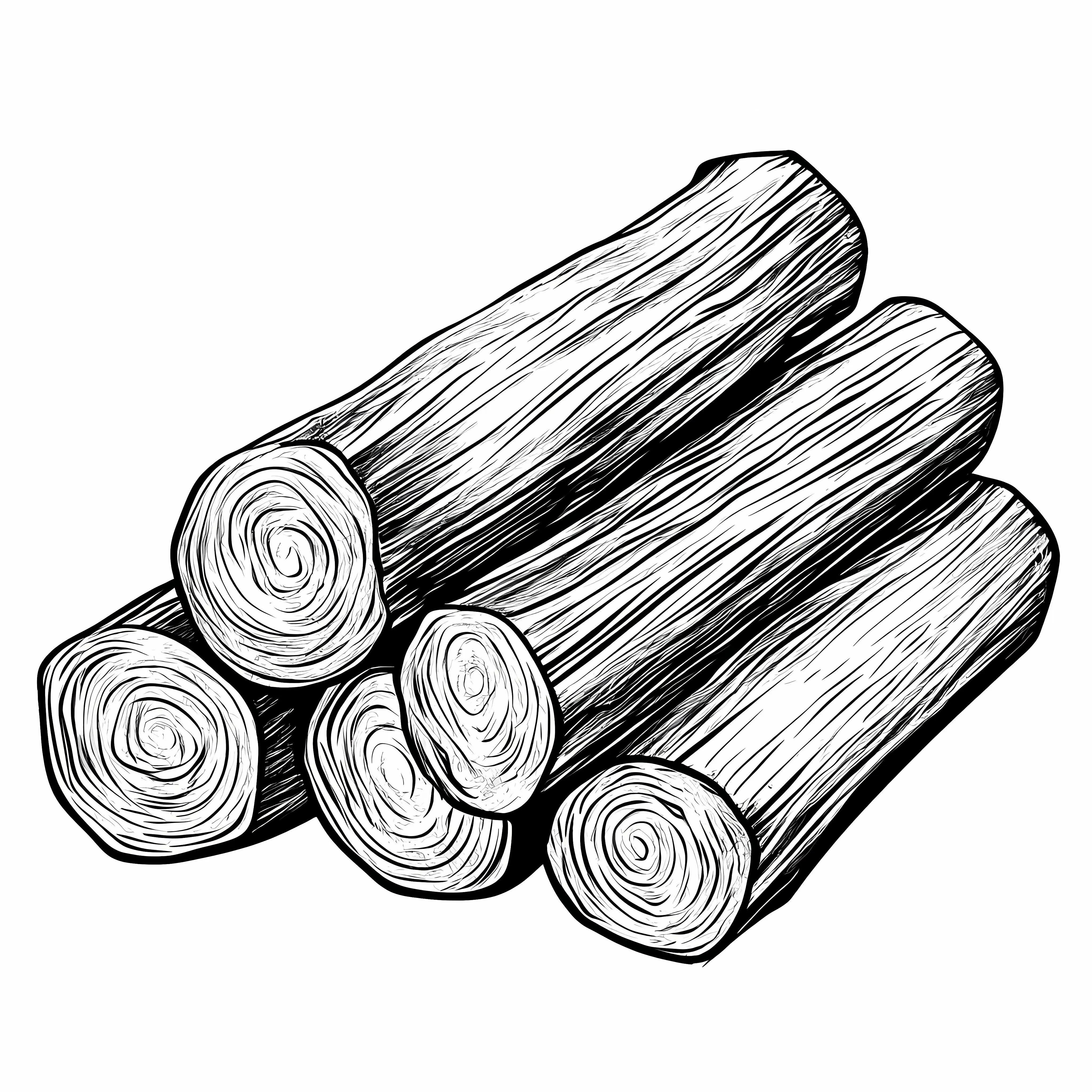 Black and White Cartoon Wooden Logs Illustration — free download from Dotvec