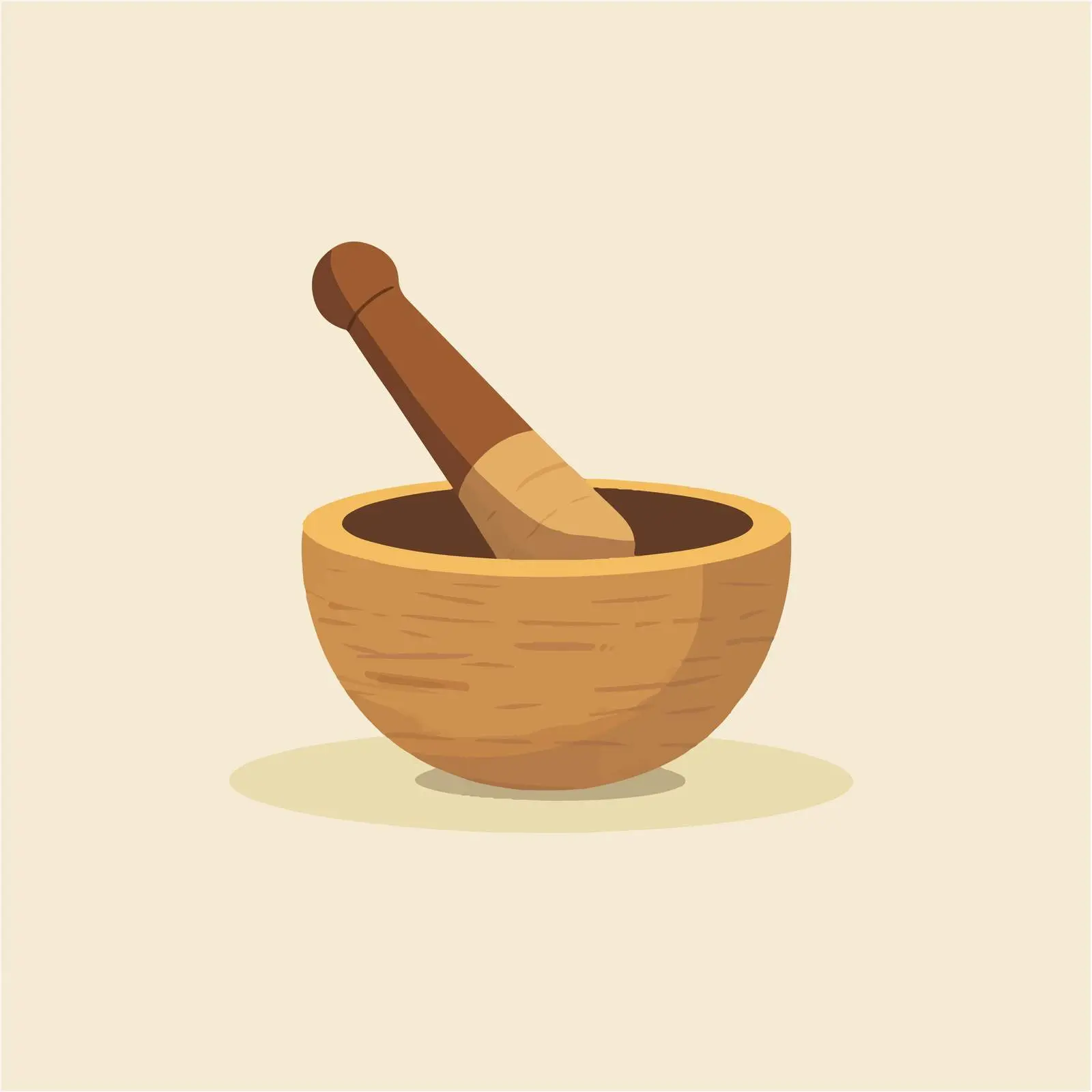 Flat Vector Illustration of Wooden Mortar and Pestle — free download from Dotvec