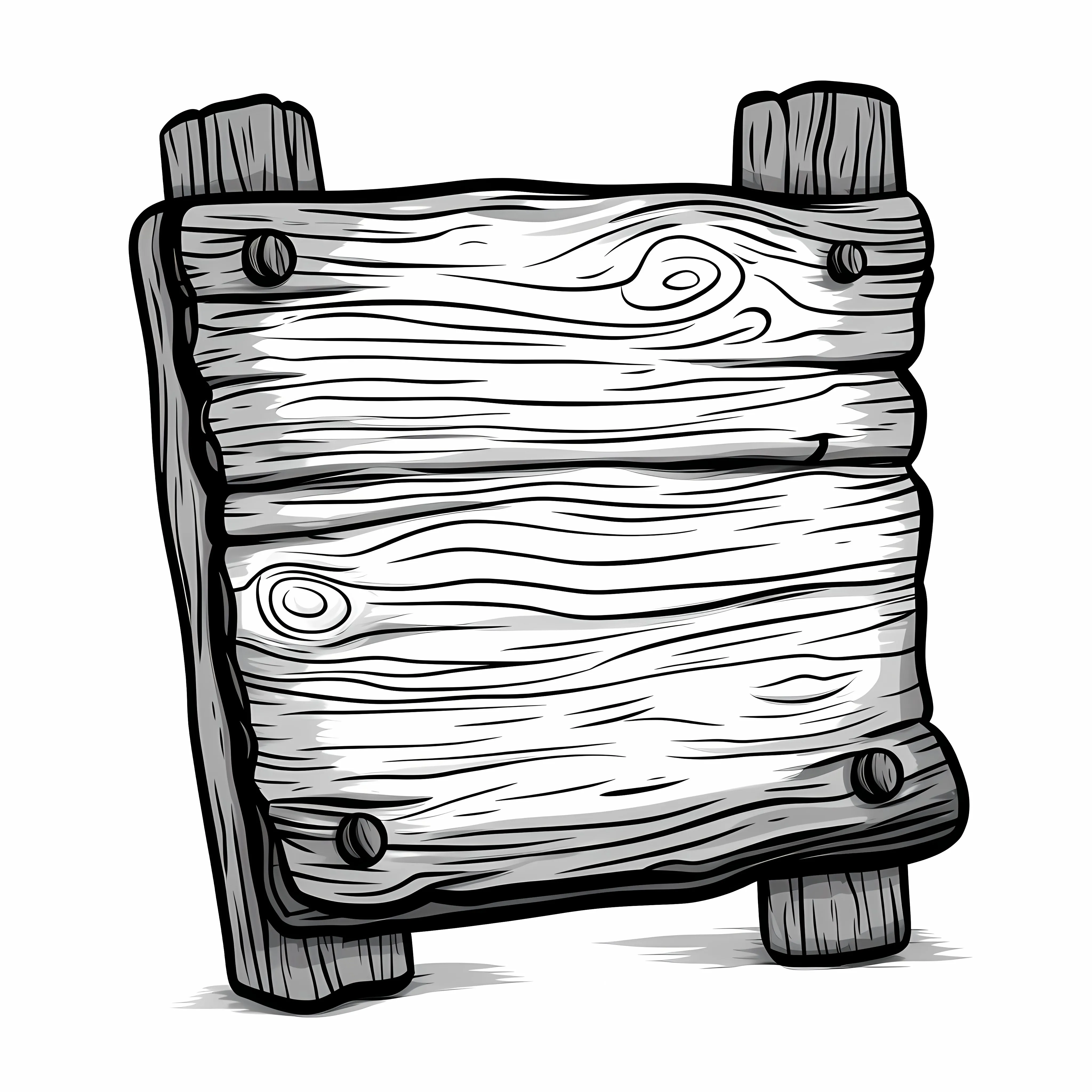 Black and White Cartoon Wooden Placard Illustration — free download from Dotvec