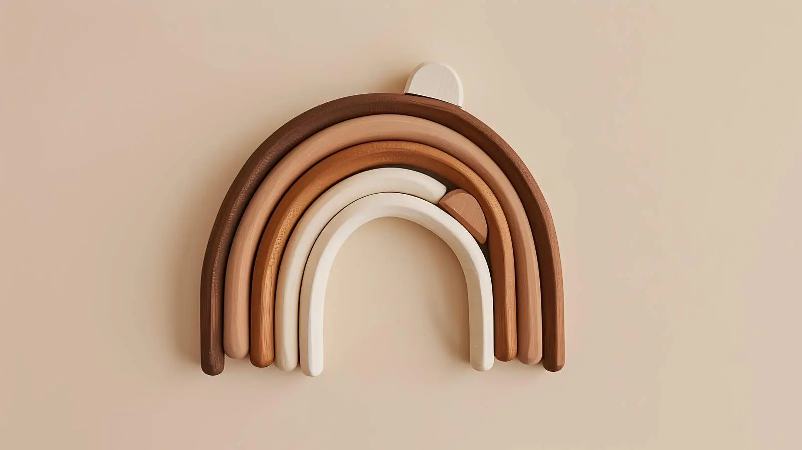 Wooden Rainbow Stacking Toy on Beige Background — free download from Dotvec
