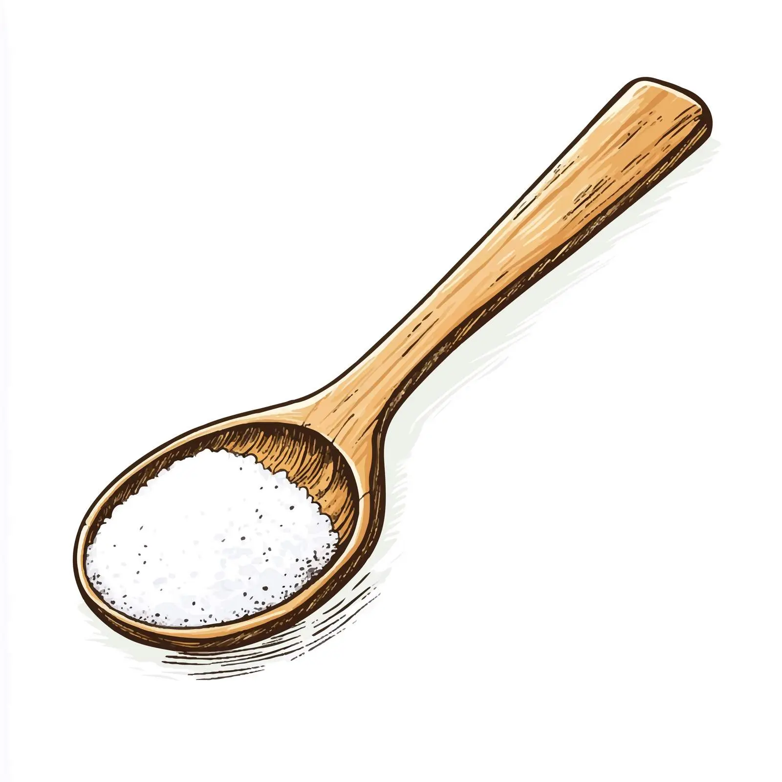 Cartoon Wooden Spoon with Sugar and Salt Pile — free download from Dotvec