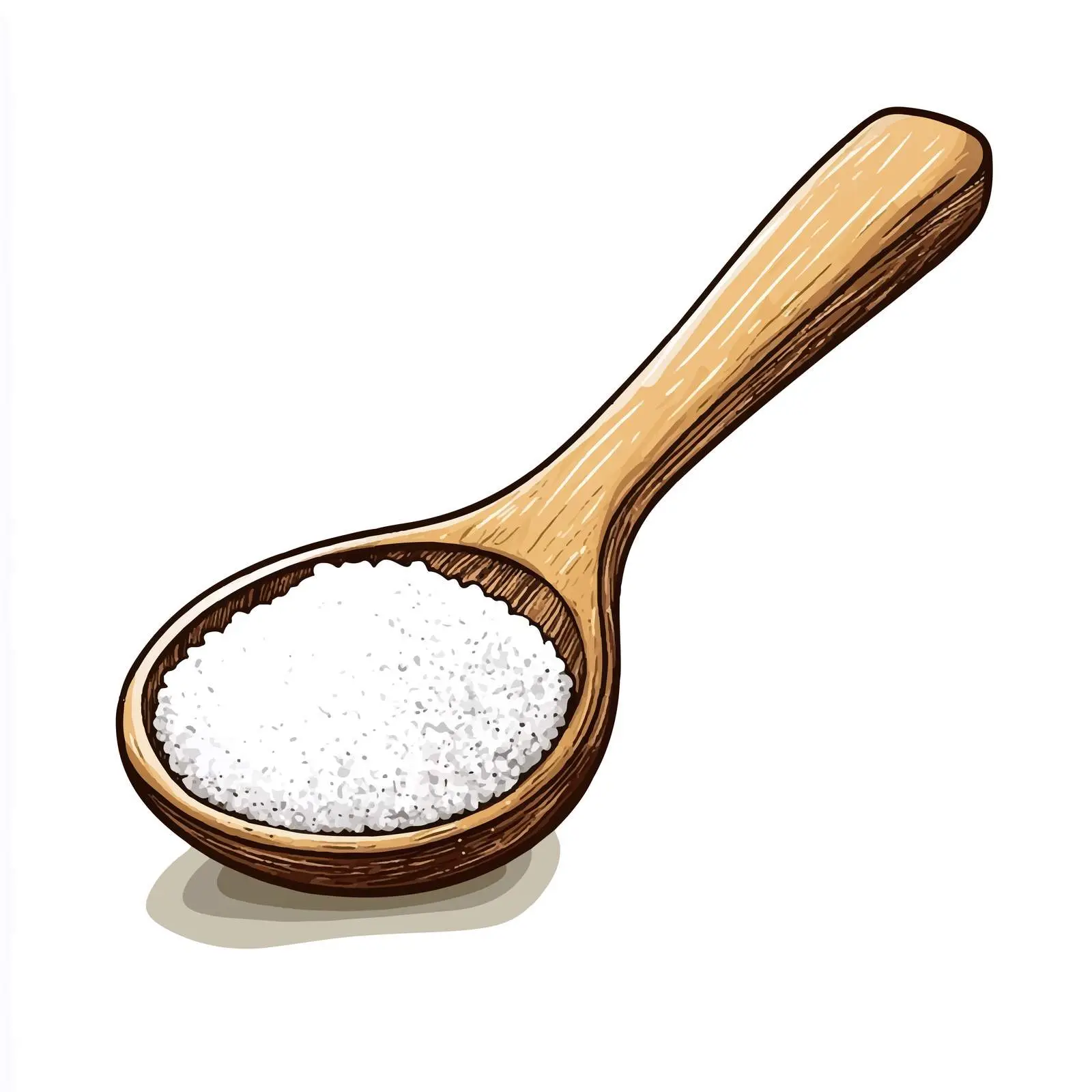 Wooden Spoon with Sugar or Salt Pile Cartoon — free download from Dotvec