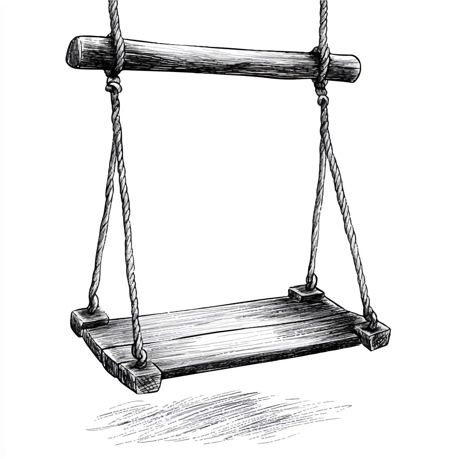Black and White Wooden Swing Cartoon Vector — free download from Dotvec