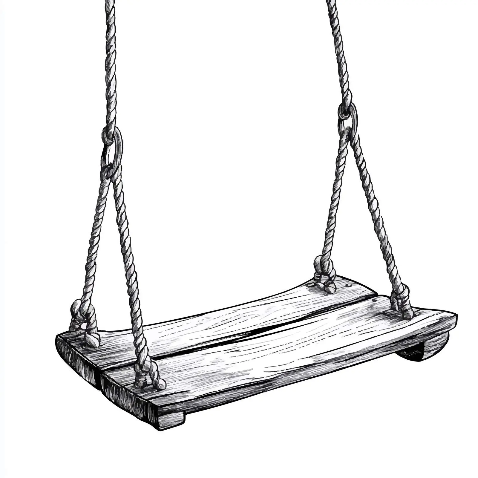 Black and White Wooden Swing Cartoon Vector — free download from Dotvec