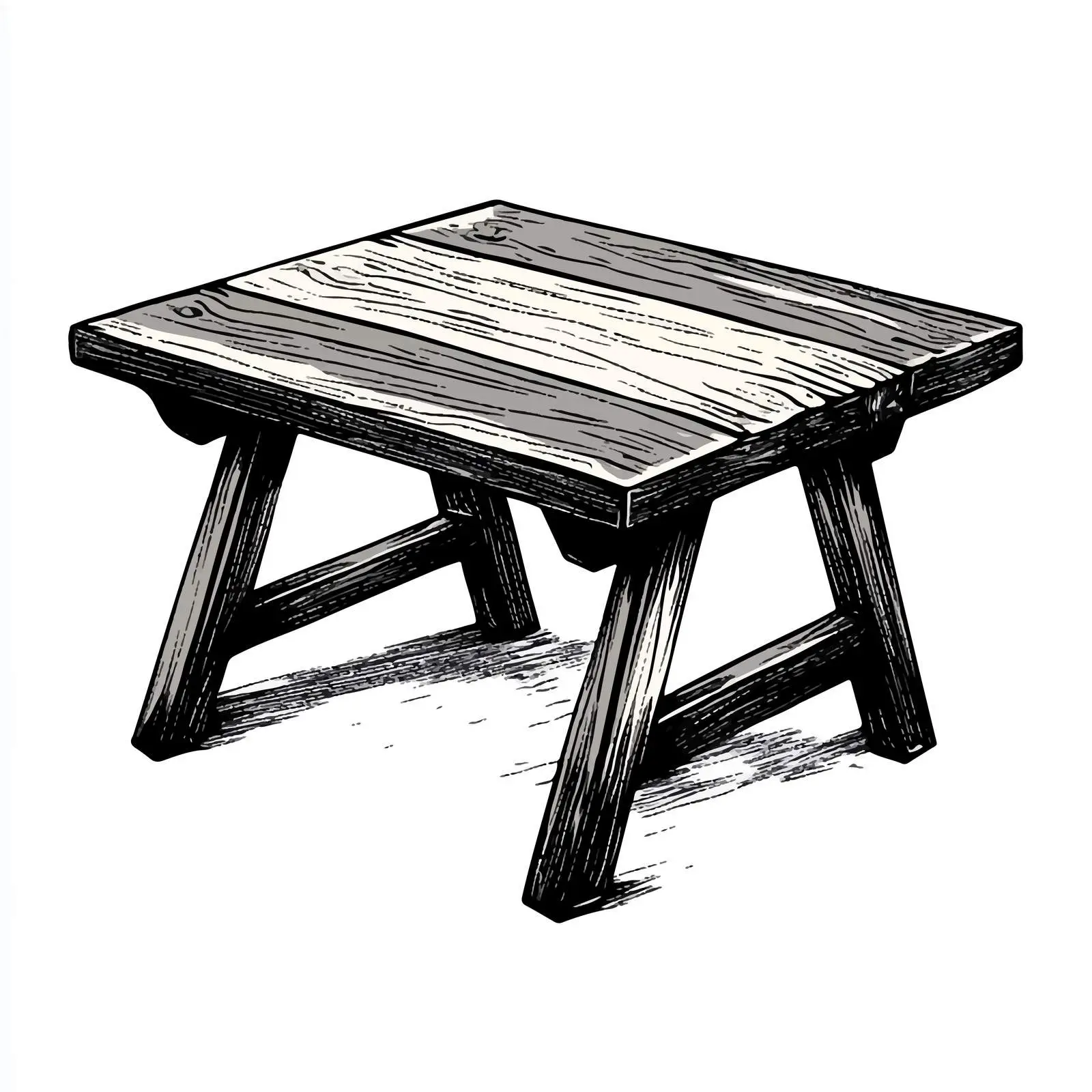 Black and White Cartoon Wooden Table Vector — free download from Dotvec