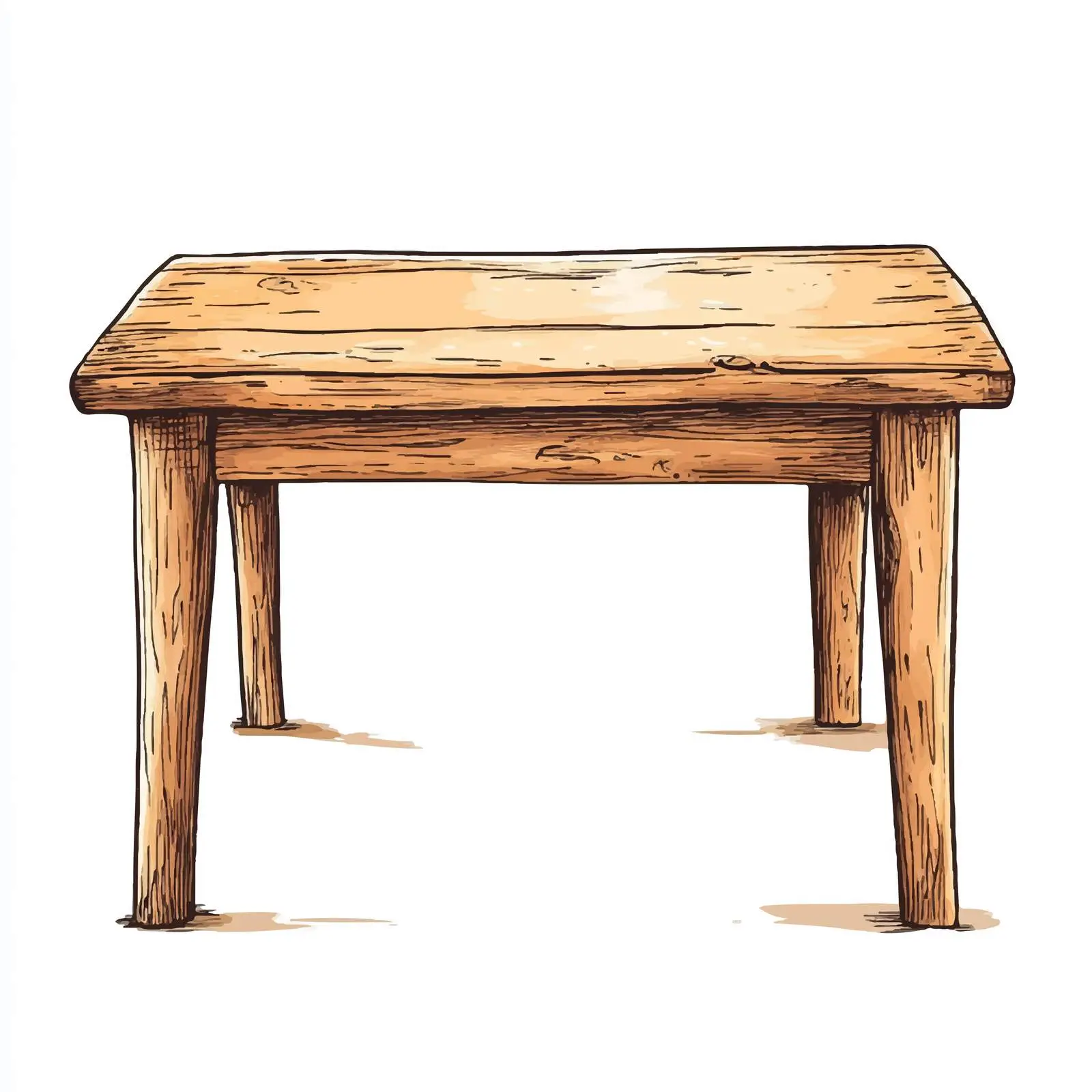 Hand-Drawn Cartoon Wooden Table Vector Illustration — free download from Dotvec