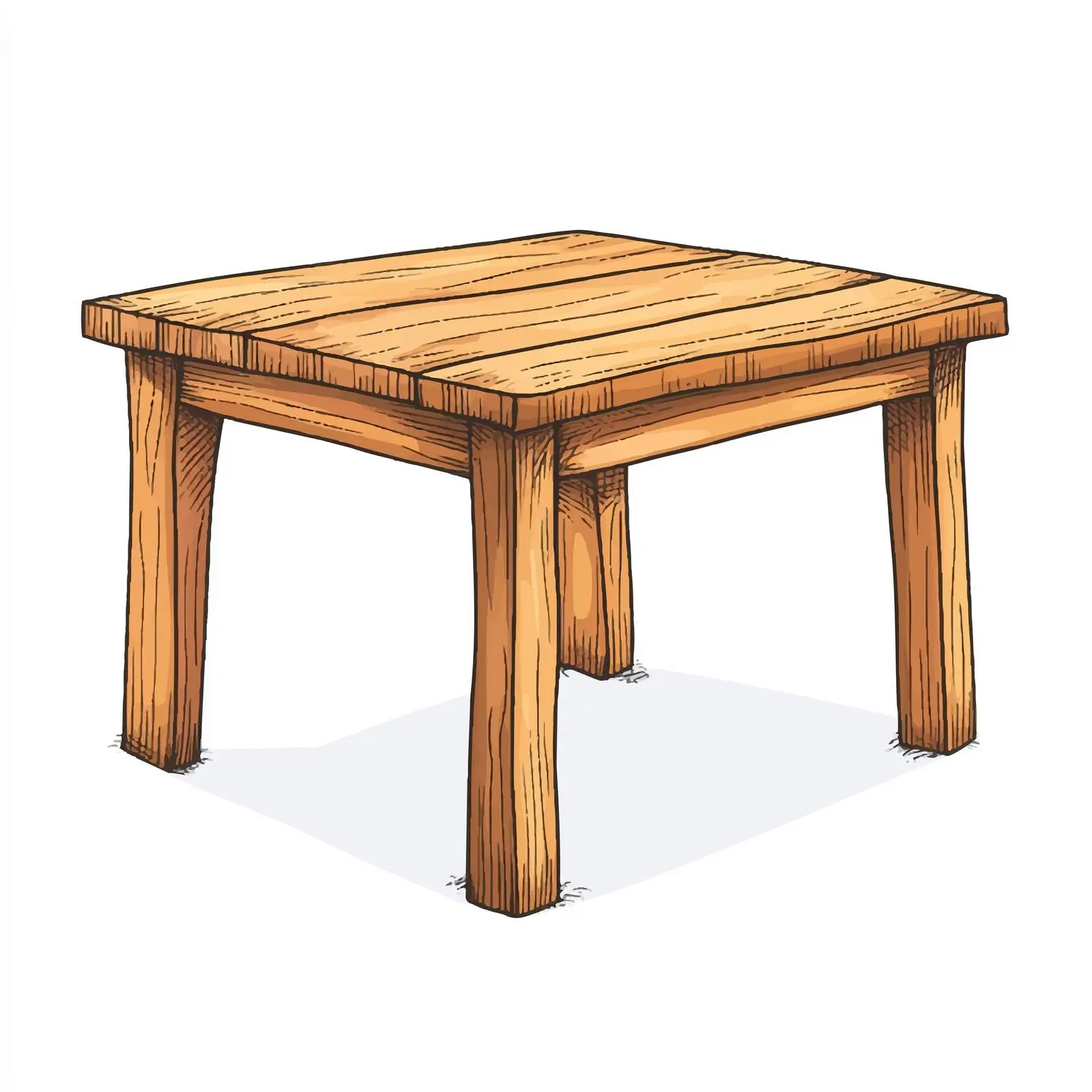 Hand-Drawn Cartoon Wooden Table Vector Illustration – free cartoon table image from Dotvec