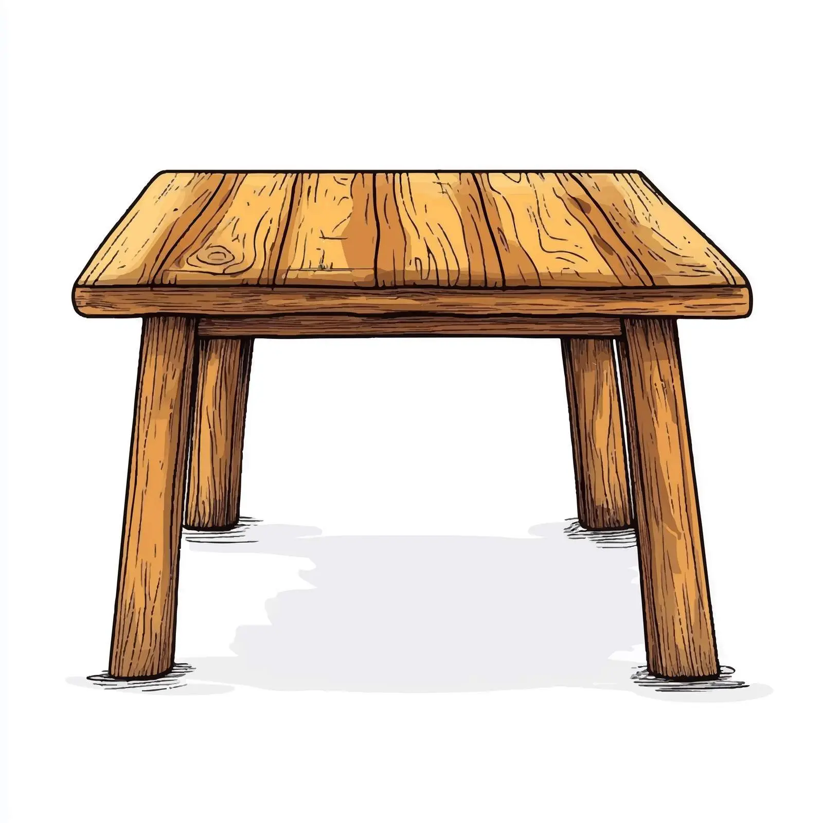 Hand-Drawn Cartoon Wooden Table Vector Illustration — free download from Dotvec