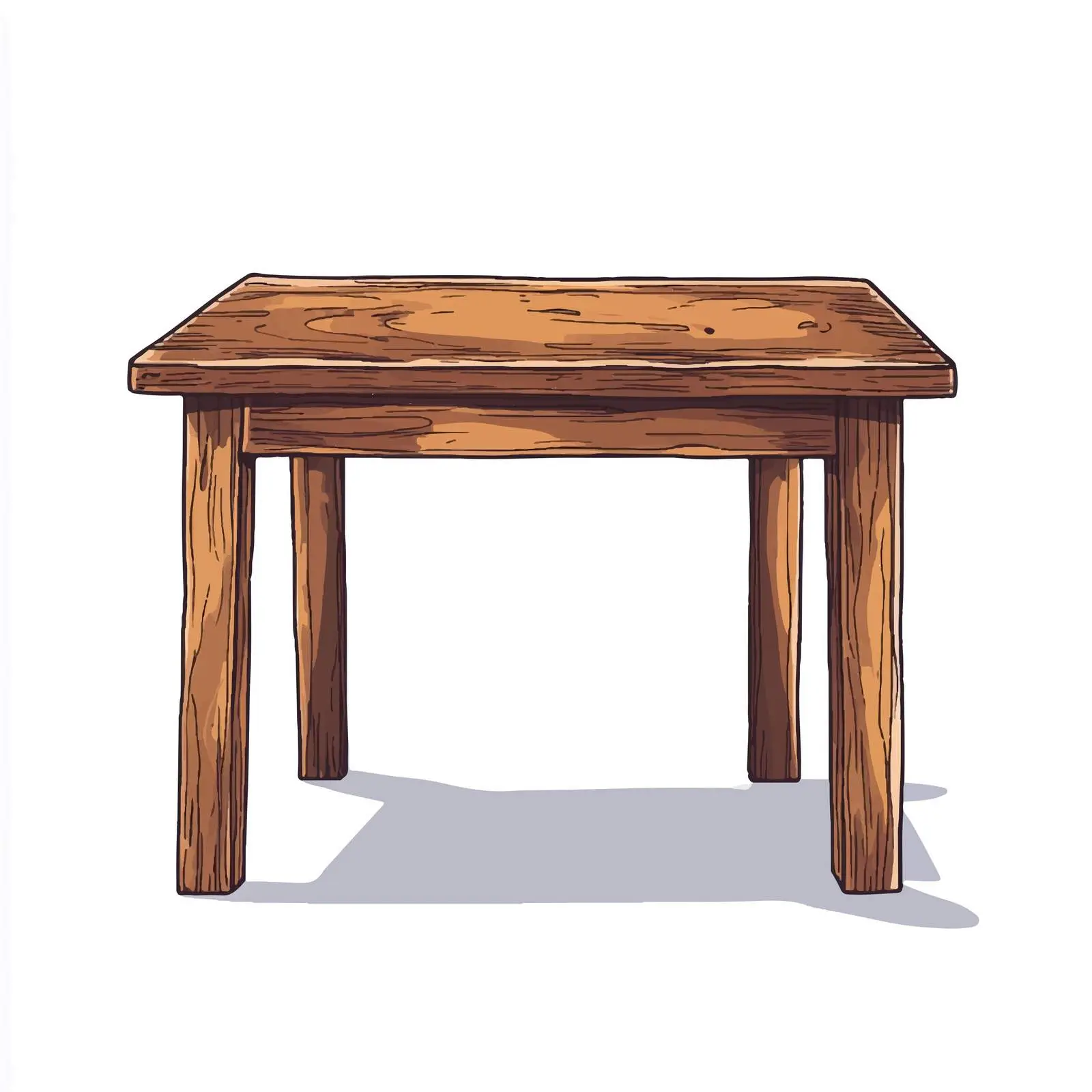 Hand-Drawn Cartoon Wooden Table Vector Illustration — free download from Dotvec