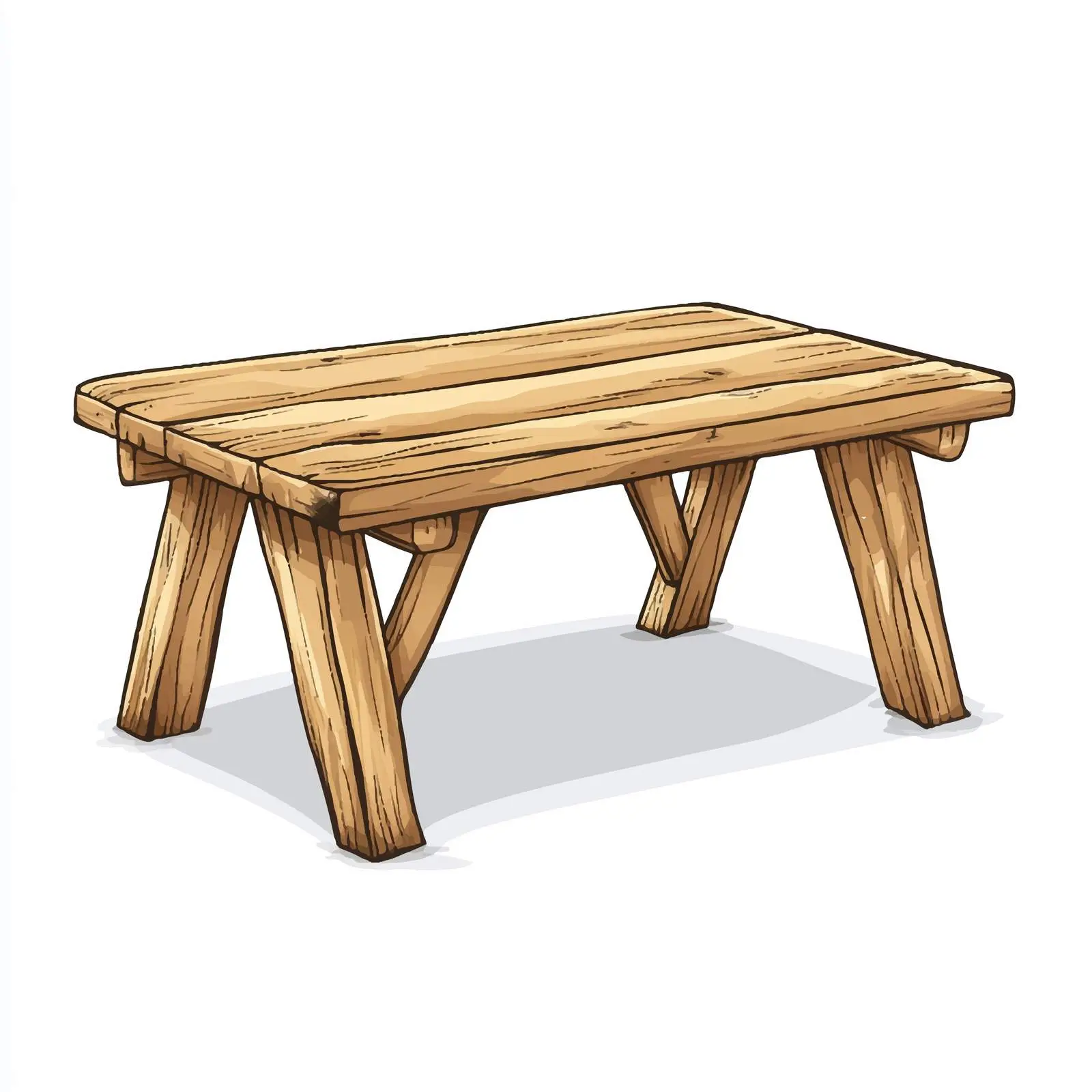 Hand Drawn Wooden Table Vector Illustration – free cartoon table image from Dotvec