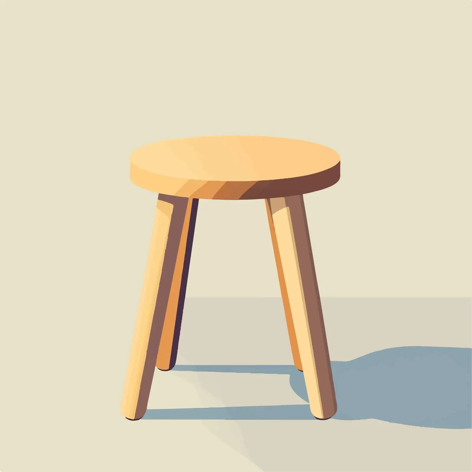 Flat Vector Illustration of Three-Legged Wooden Stool — free download from Dotvec