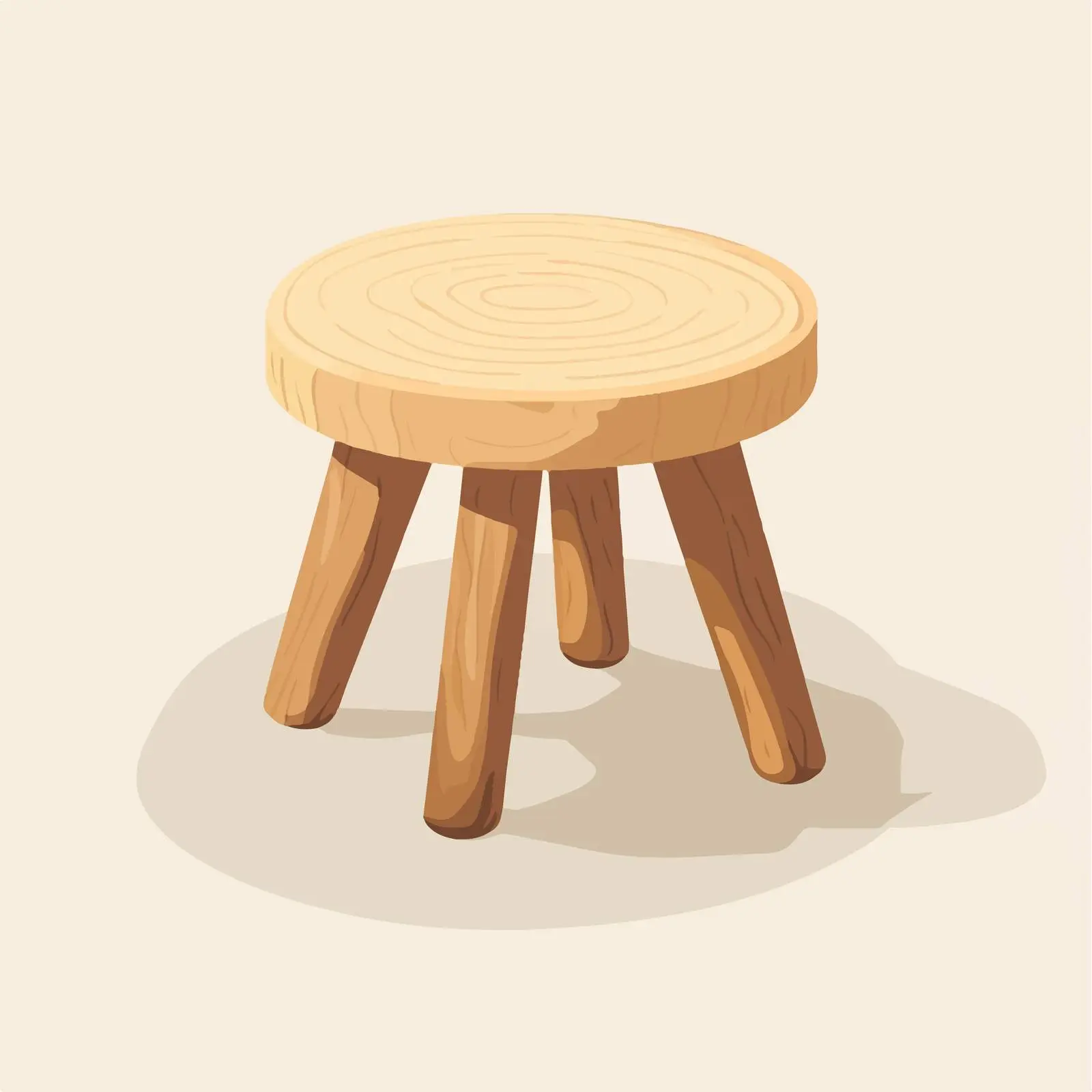 Flat Vector Illustration of Wooden Three Legged Stool — free download from Dotvec