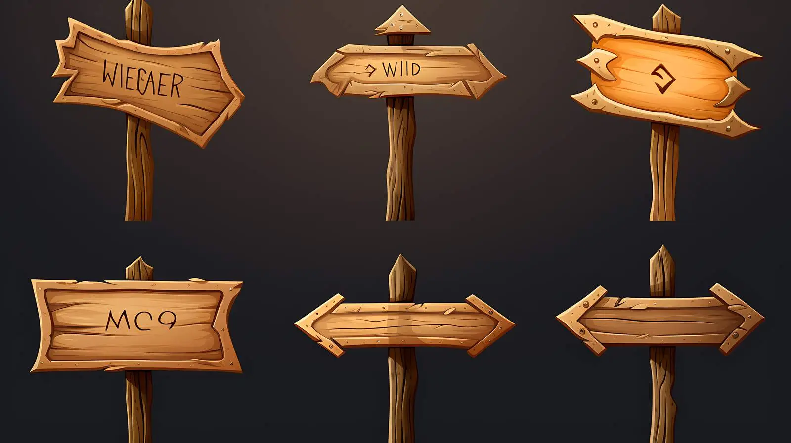 Wooden Way Direction Signs on White Background — free download from Dotvec