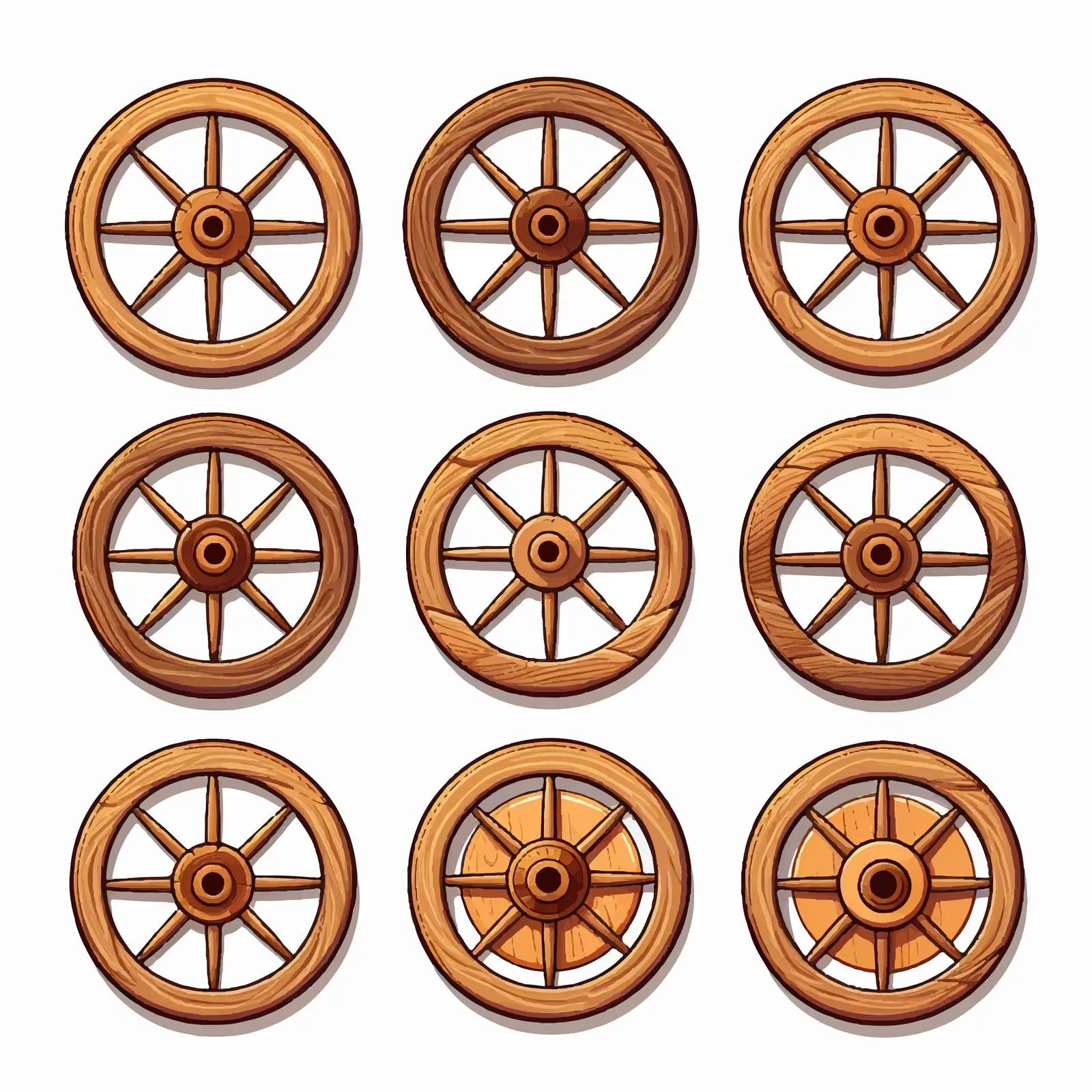 Wooden Wheels Line Vector Illustration on White Background — free download from Dotvec