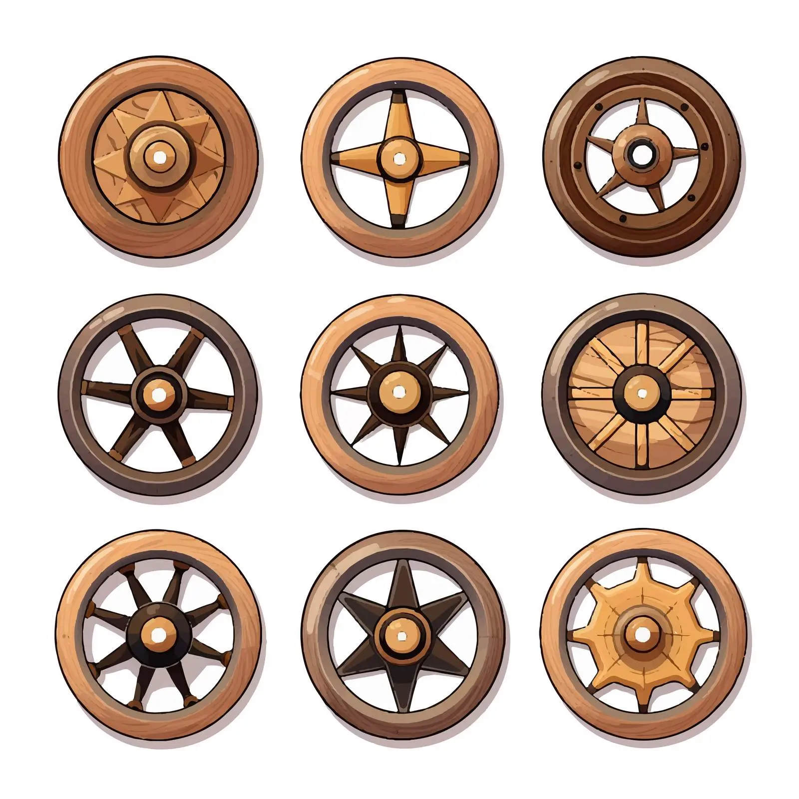 Wooden Wheels Line Art Vector Illustration — free download from Dotvec