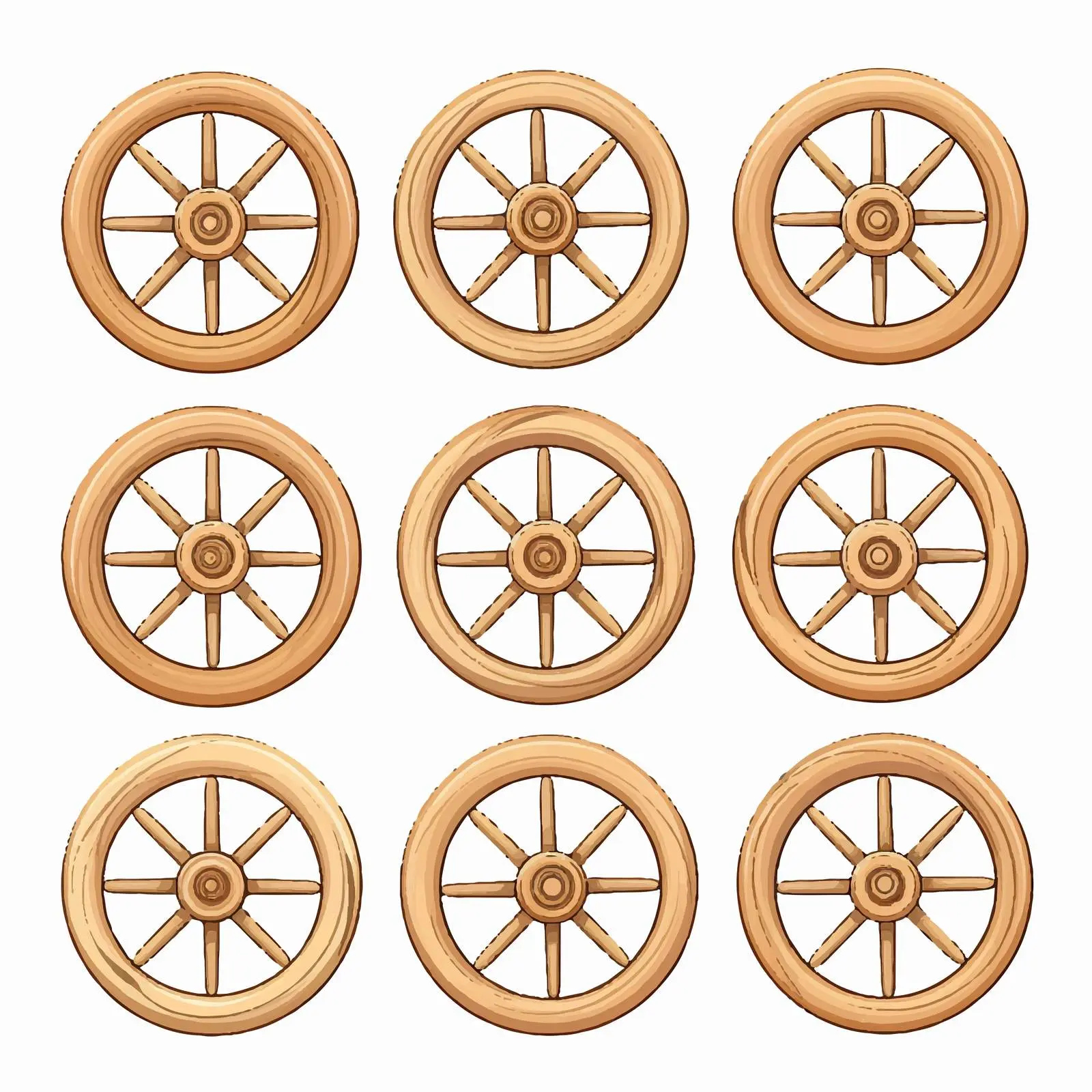 Wooden Wheels Line Vector Illustration – free carriage image from Dotvec