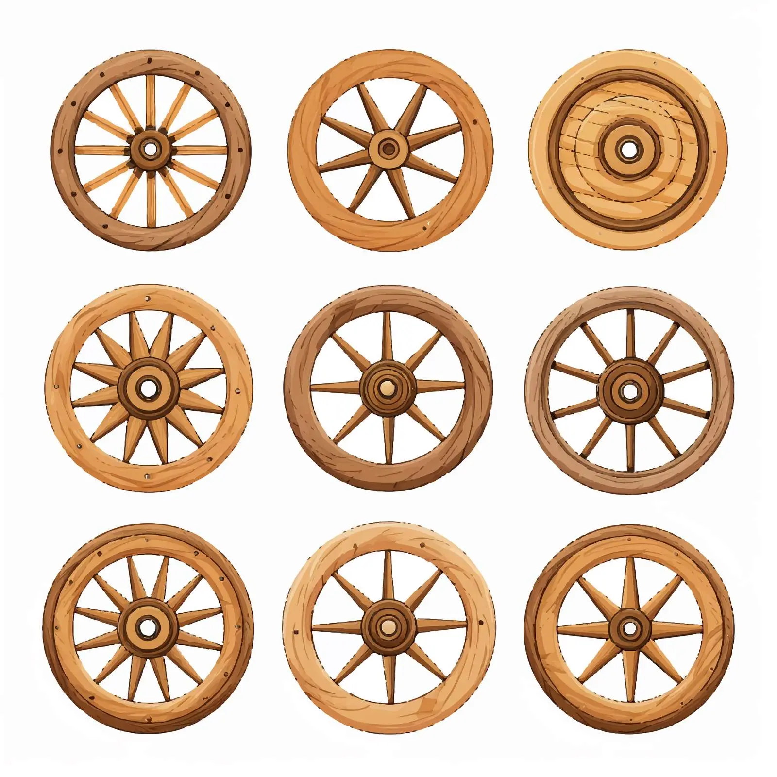 Wooden Wheels Line Vector Illustration — free download from Dotvec