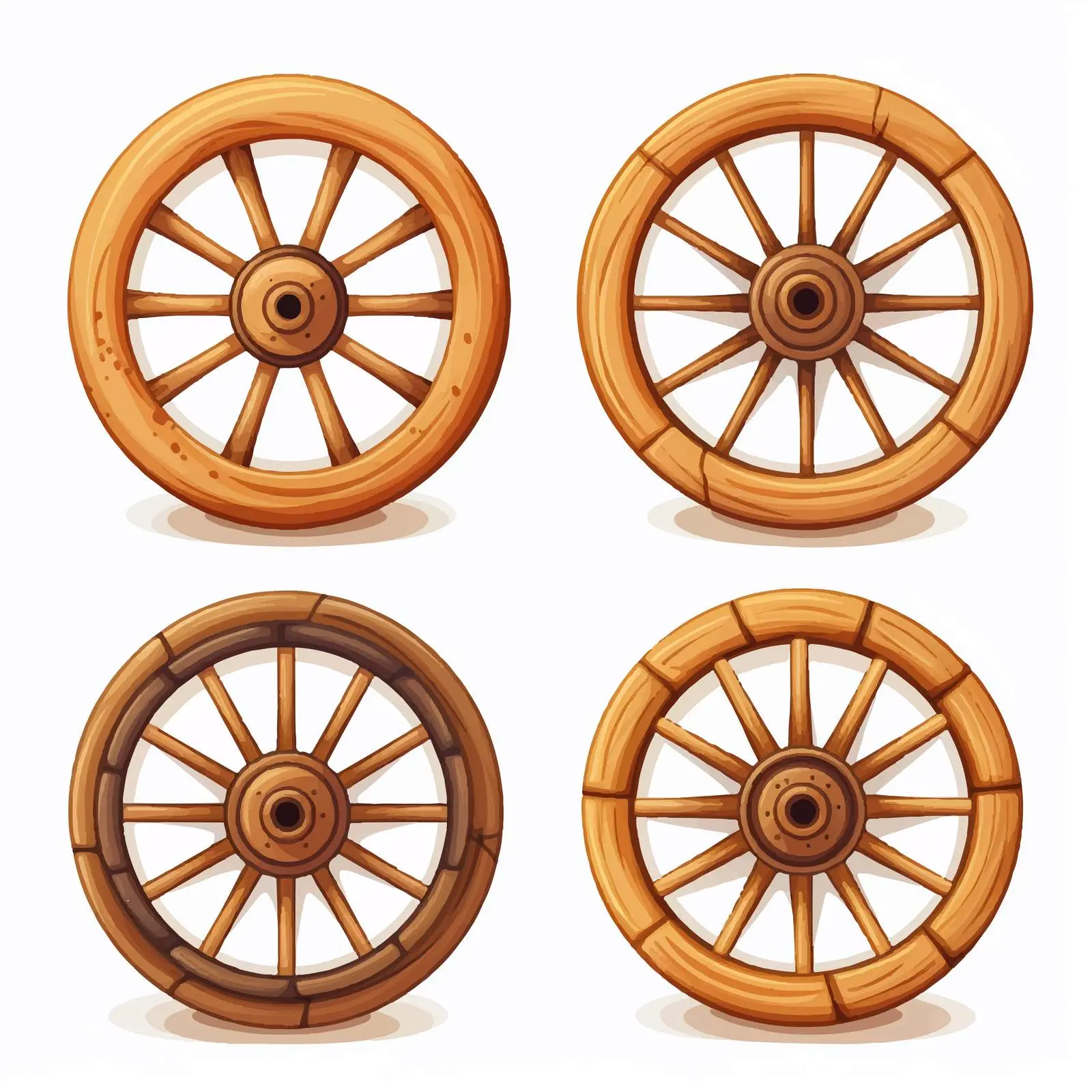 Isolated Vector Illustration of Wooden Wheels — free download from Dotvec