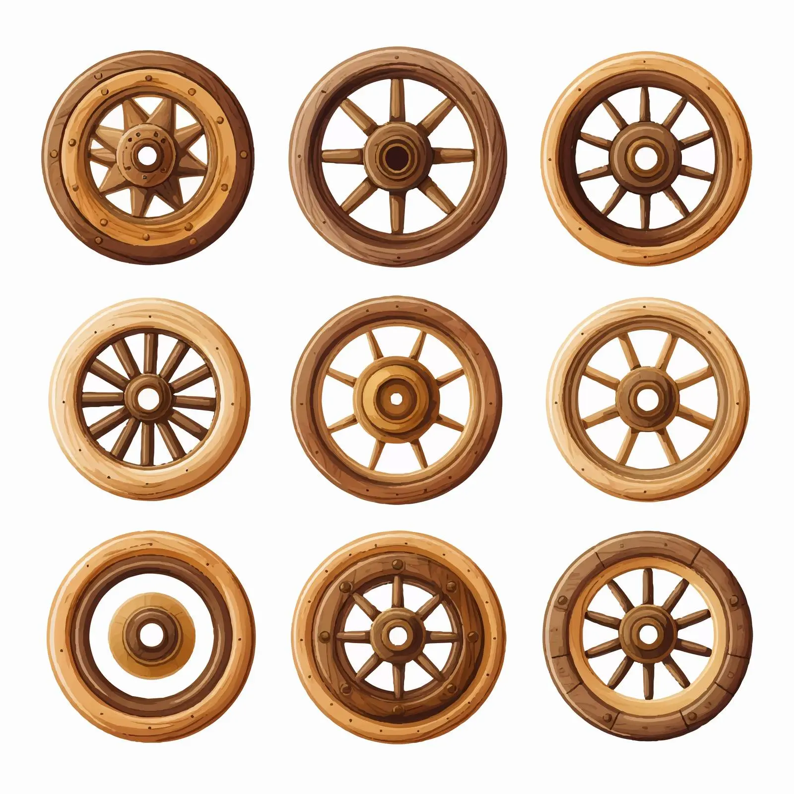Isolated Wooden Wheels Vector Illustration — free download from Dotvec