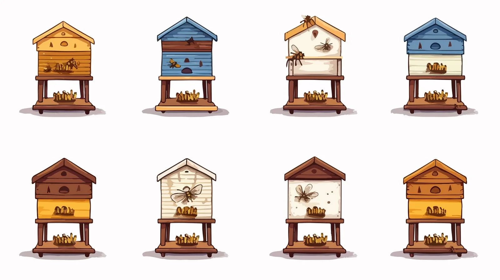 Rustic beehives on white background — free download from Dotvec