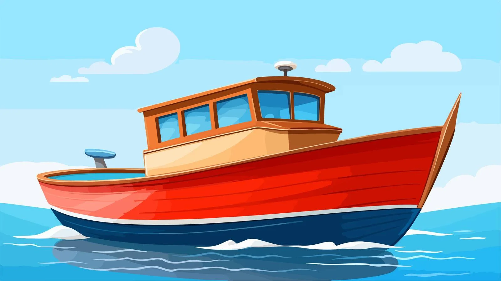 Quality Wooden Boat Cartoon Illustration — free download from Dotvec
