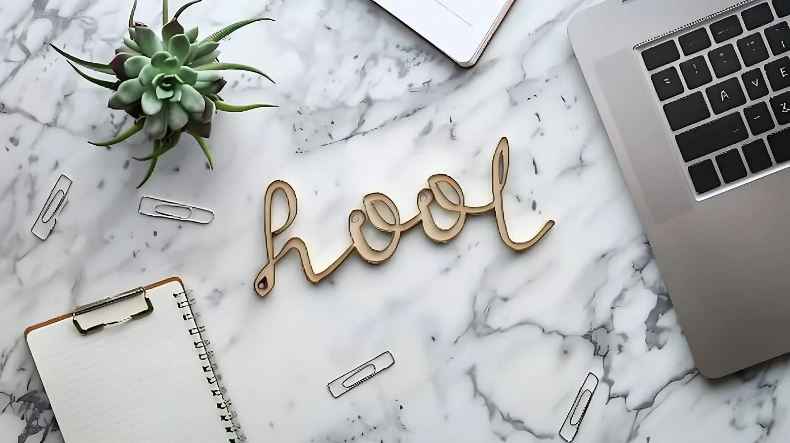 Flat Lay Office Table with Hello Note — free download from Dotvec