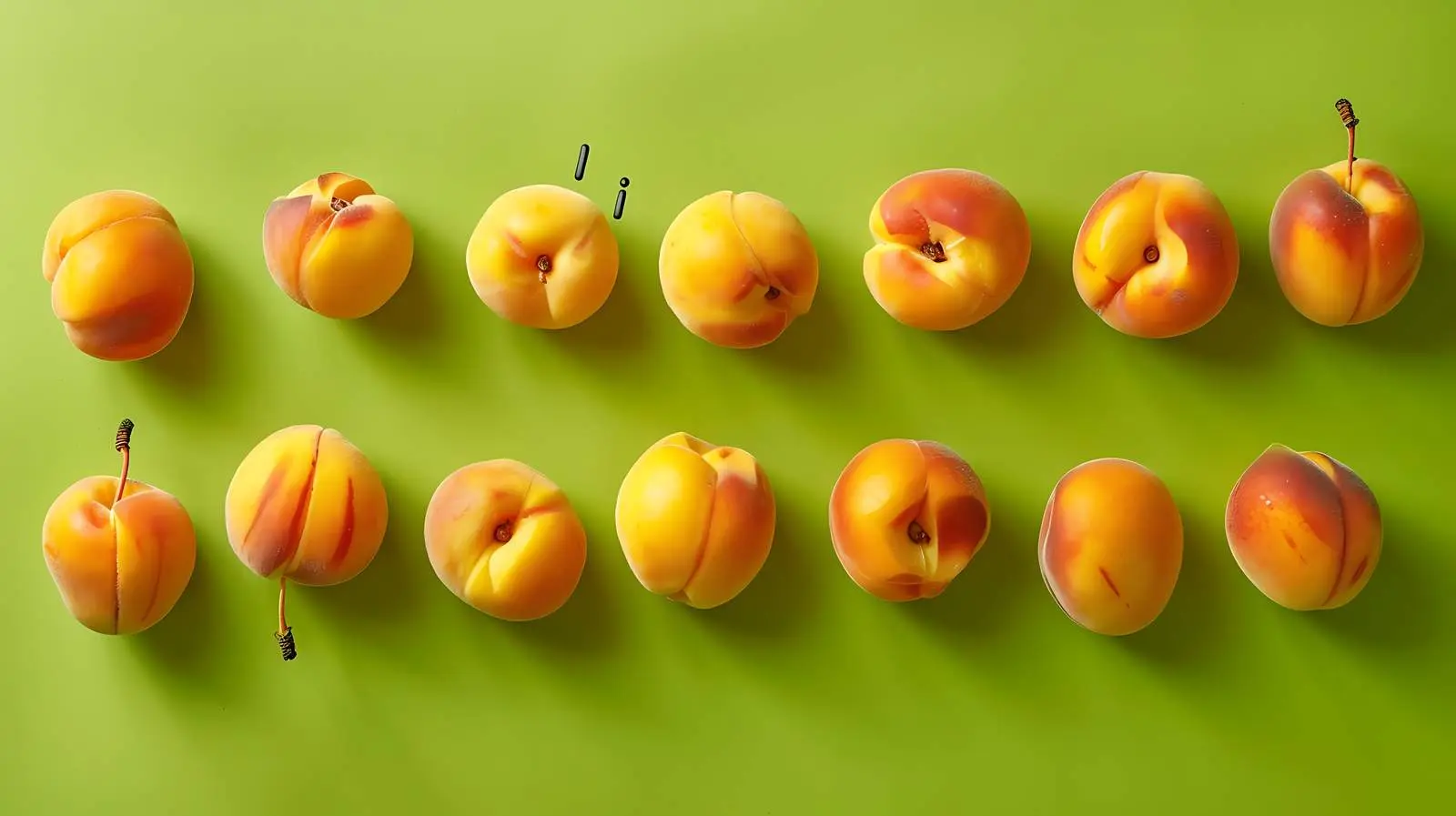 Ripe Peach Arrangement on Bright Green Background — free download from Dotvec