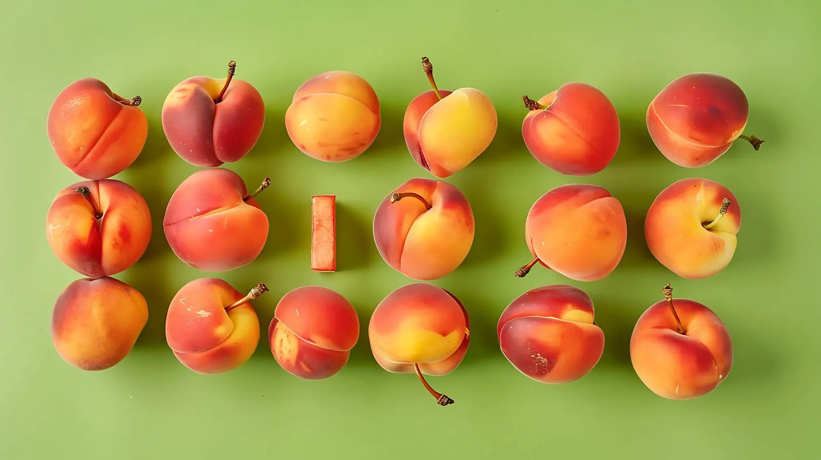 Fresh Peaches Arranged on Vibrant Green Background – free owl image from Dotvec