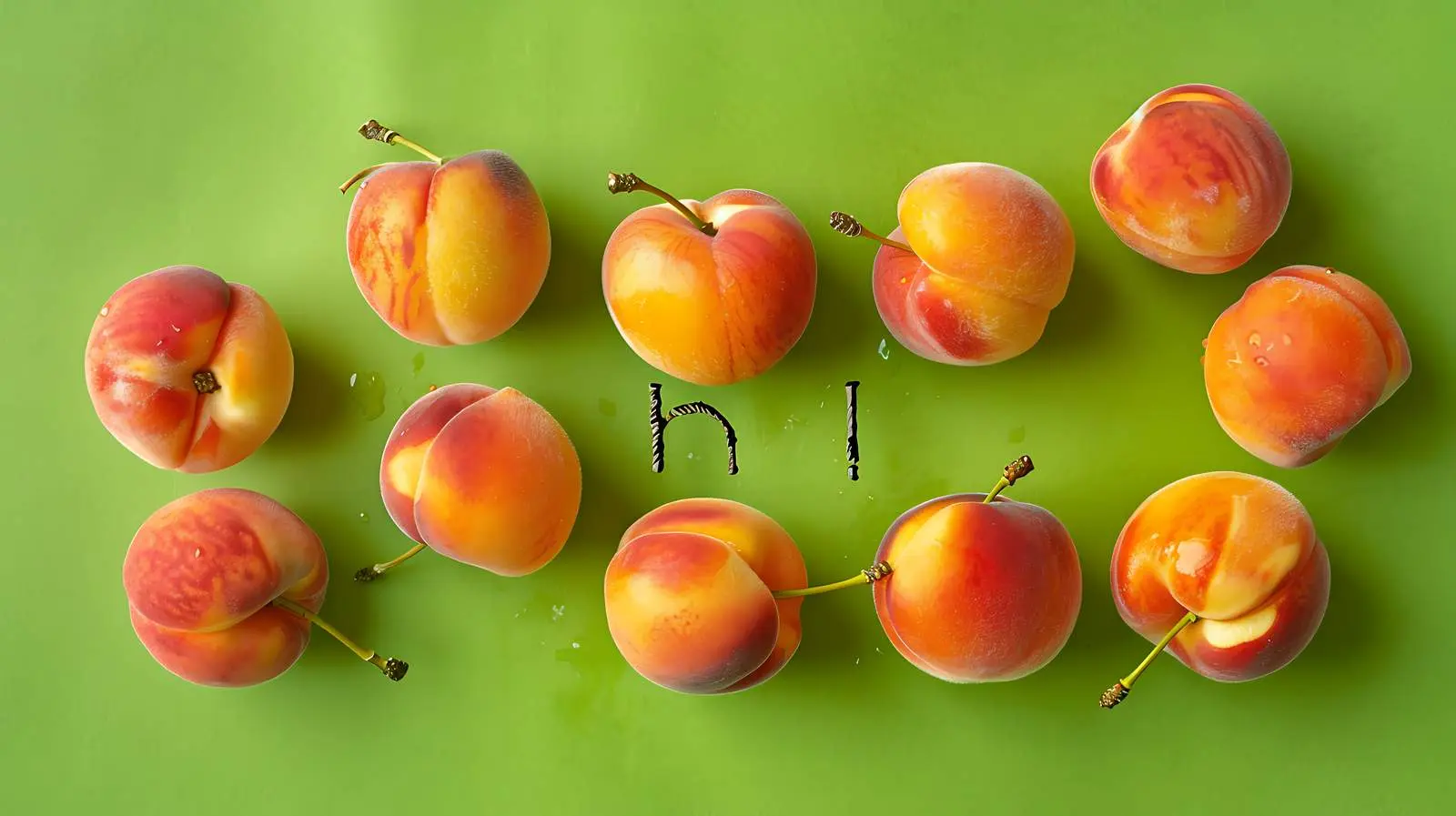 Ripe Peach Word on Bright Green Background — free download from Dotvec