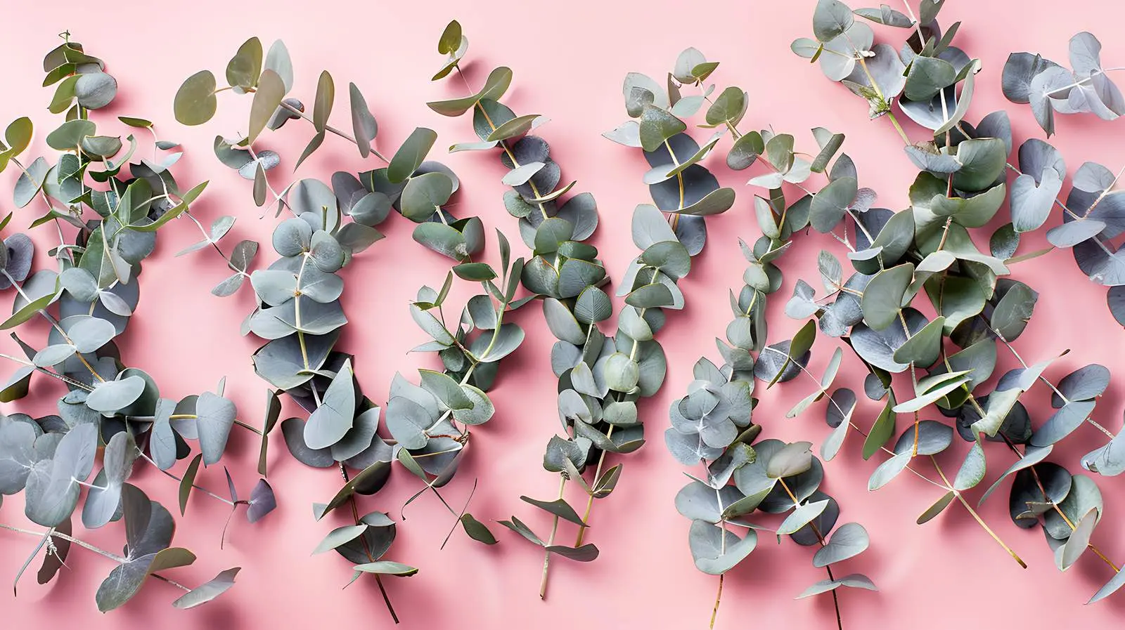 Eucalyptus Branches Forming Love on Pink Background — free download from Dotvec