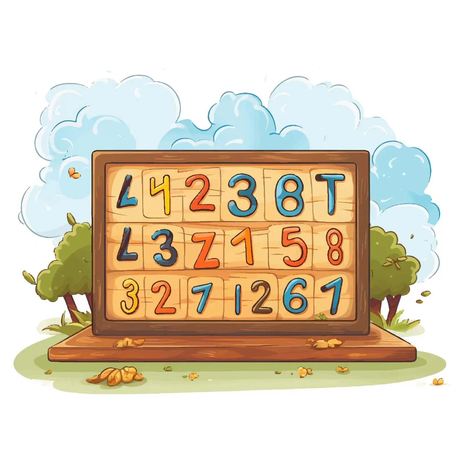 Mathematics Illustration on Wooden Frame with Numbers — free download from Dotvec
