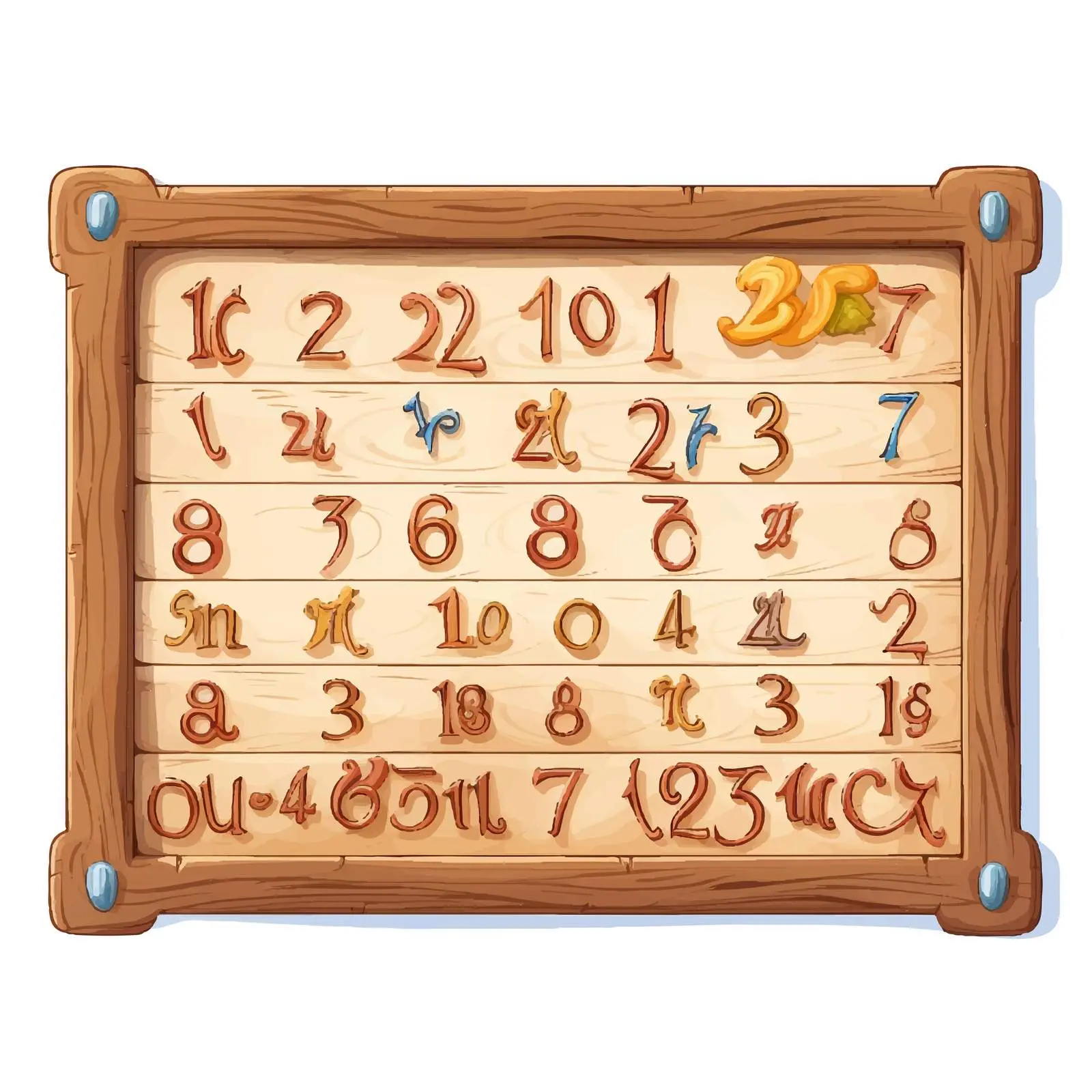 Math Illustration with Numbers on Wooden Frame — free download from Dotvec