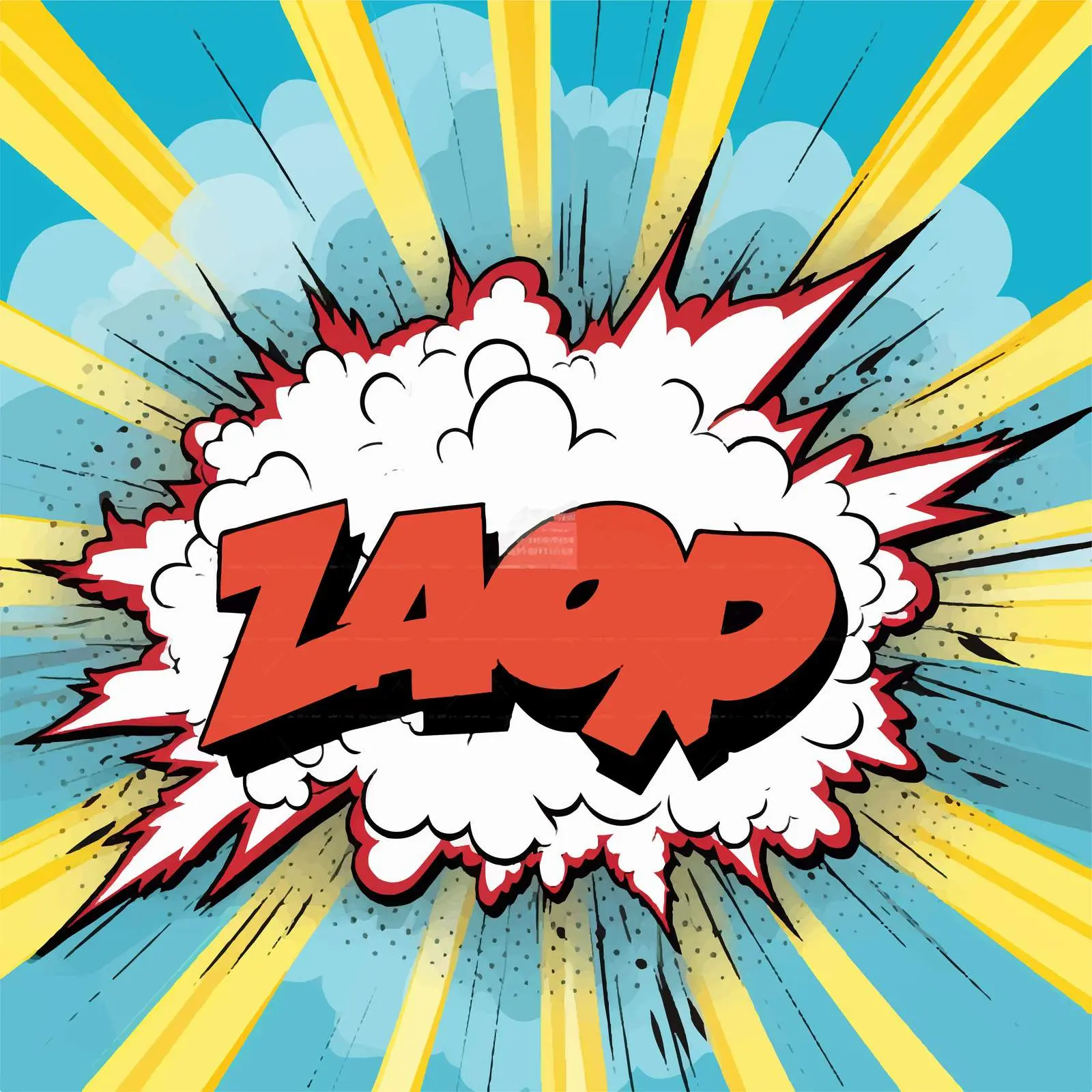 Comic Style Word Zap on Cloud Background — free download from Dotvec