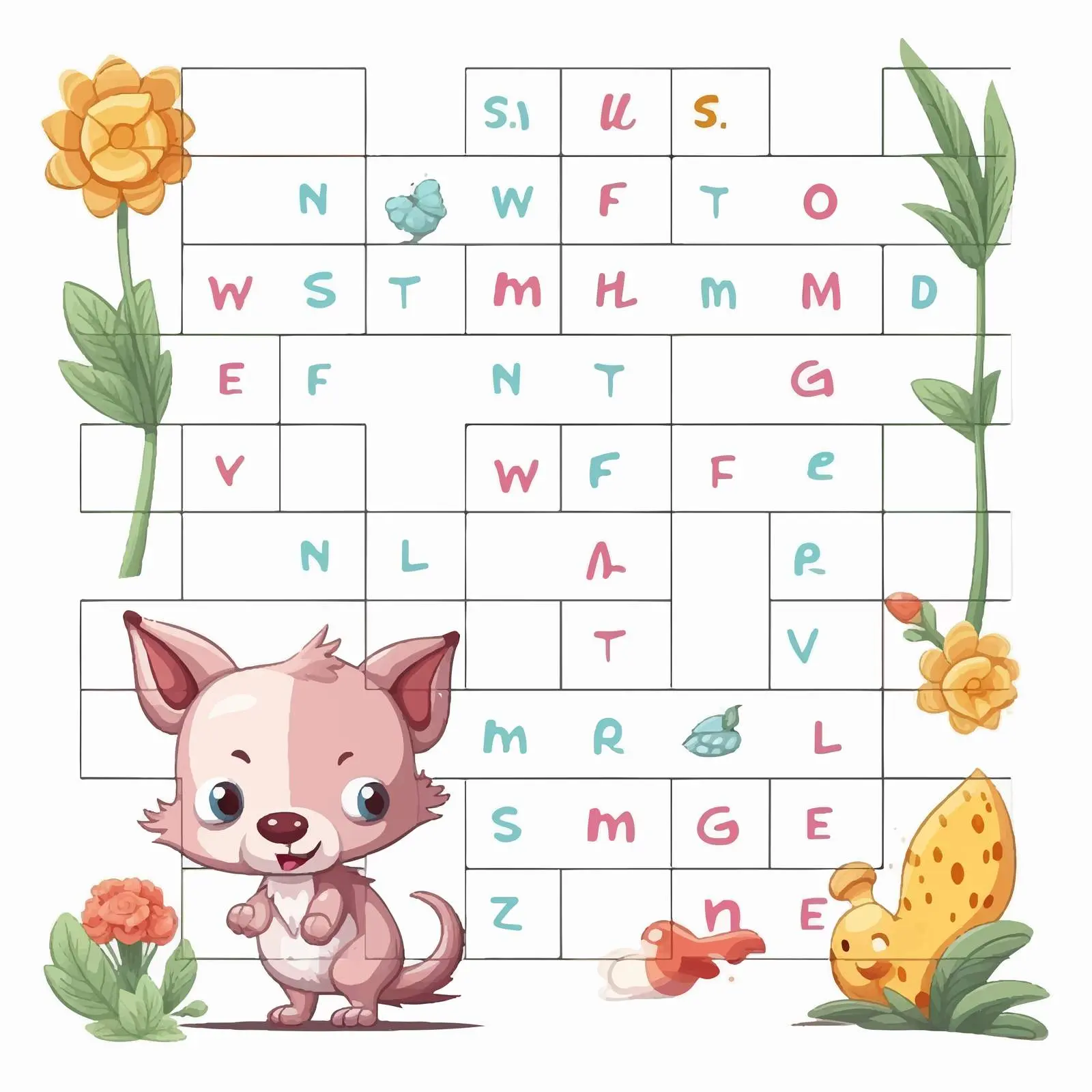 Educational Word Puzzle Learning Worksheet Vector – free teaching resources image from Dotvec