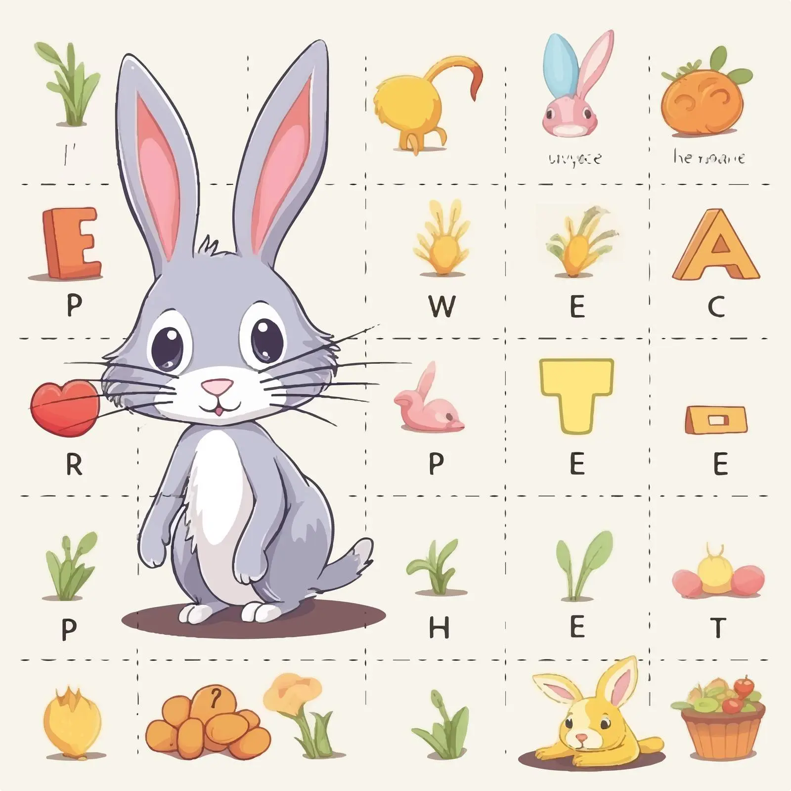 Educational Word Puzzle Learning Game Worksheet – free educational vector image from Dotvec