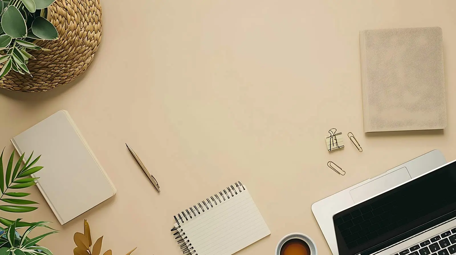 Minimalist Aesthetic Workspace Flatlay — free download from Dotvec