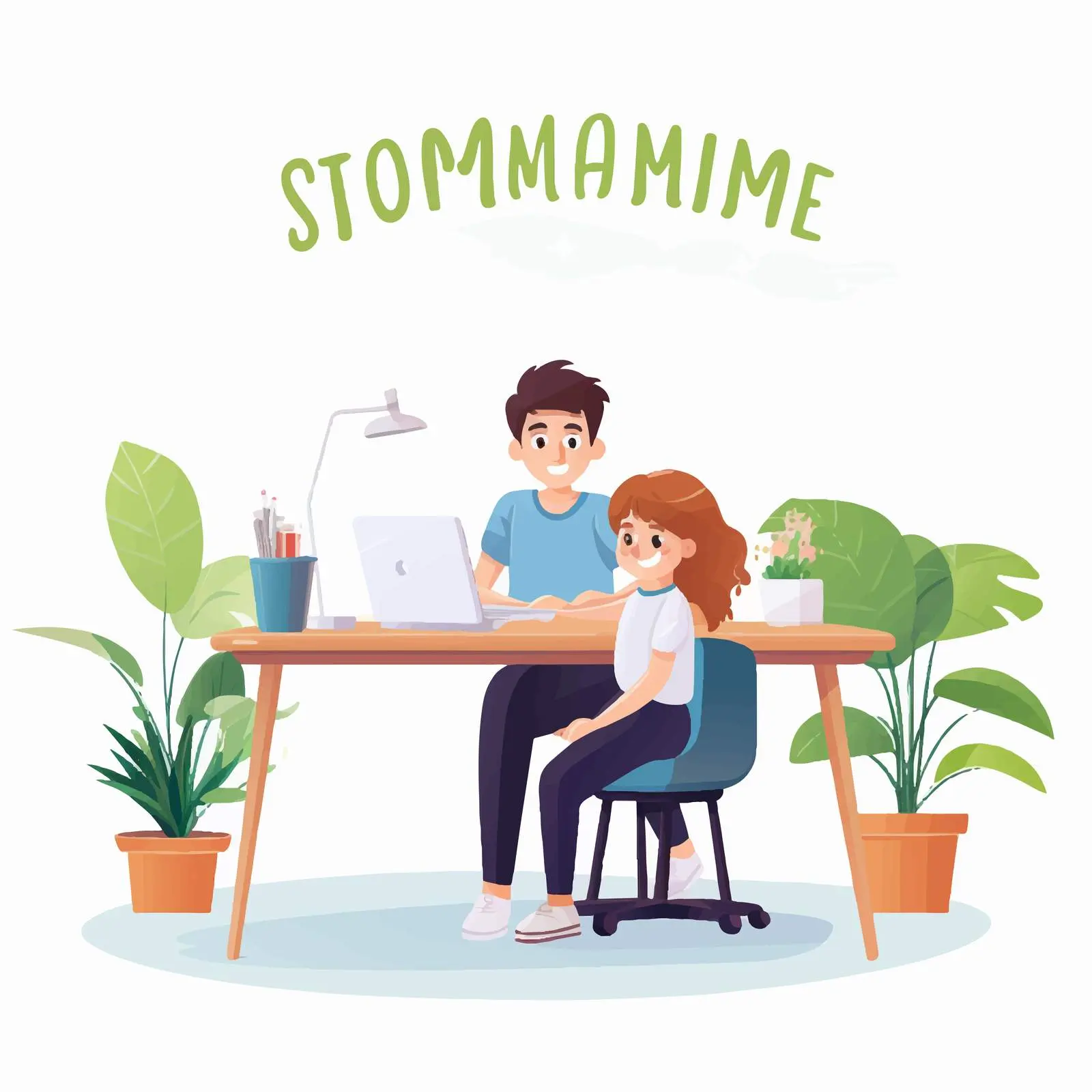 Kids Working at Home in Cartoon Style — free download from Dotvec