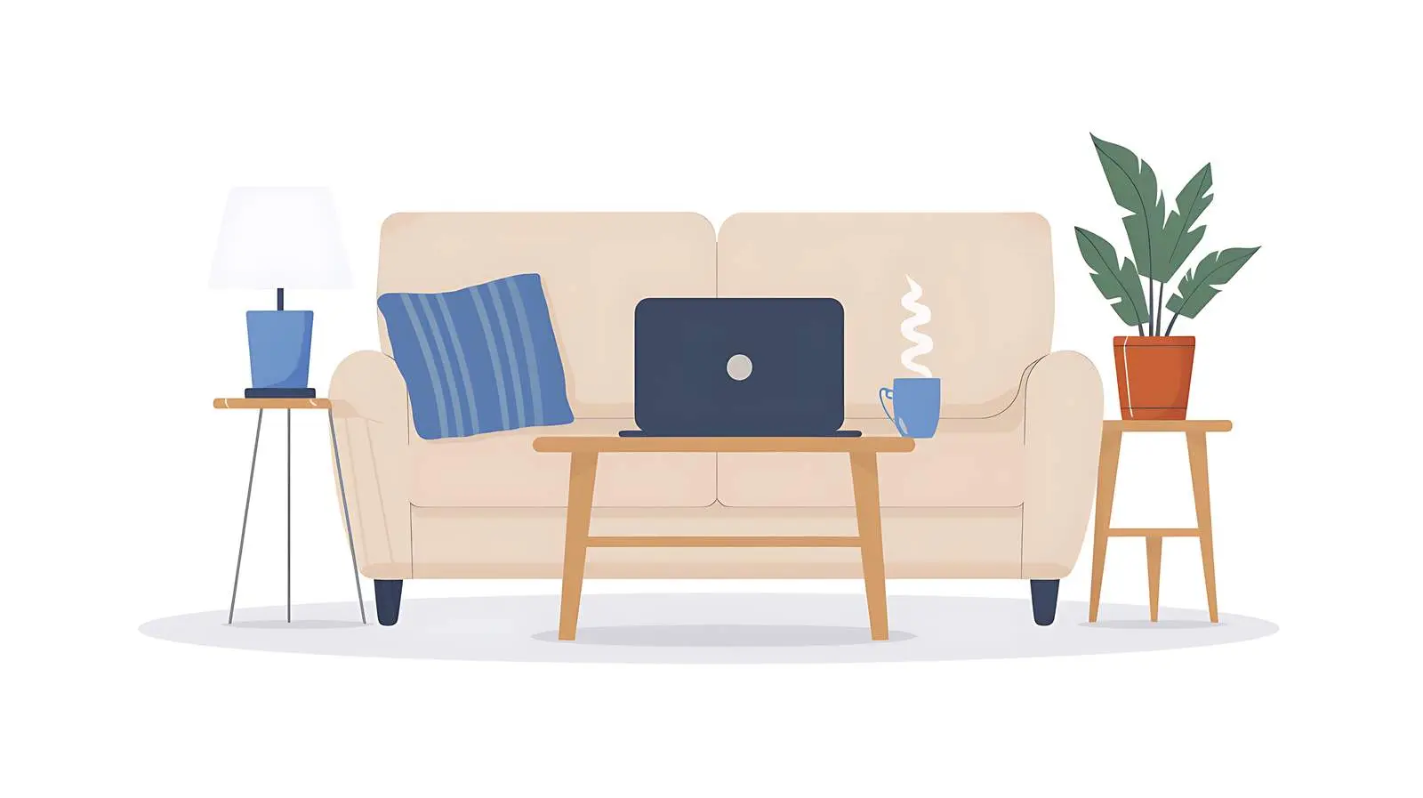 Comfortable Workspace with Laptop on Side Table – free home productivity image from Dotvec