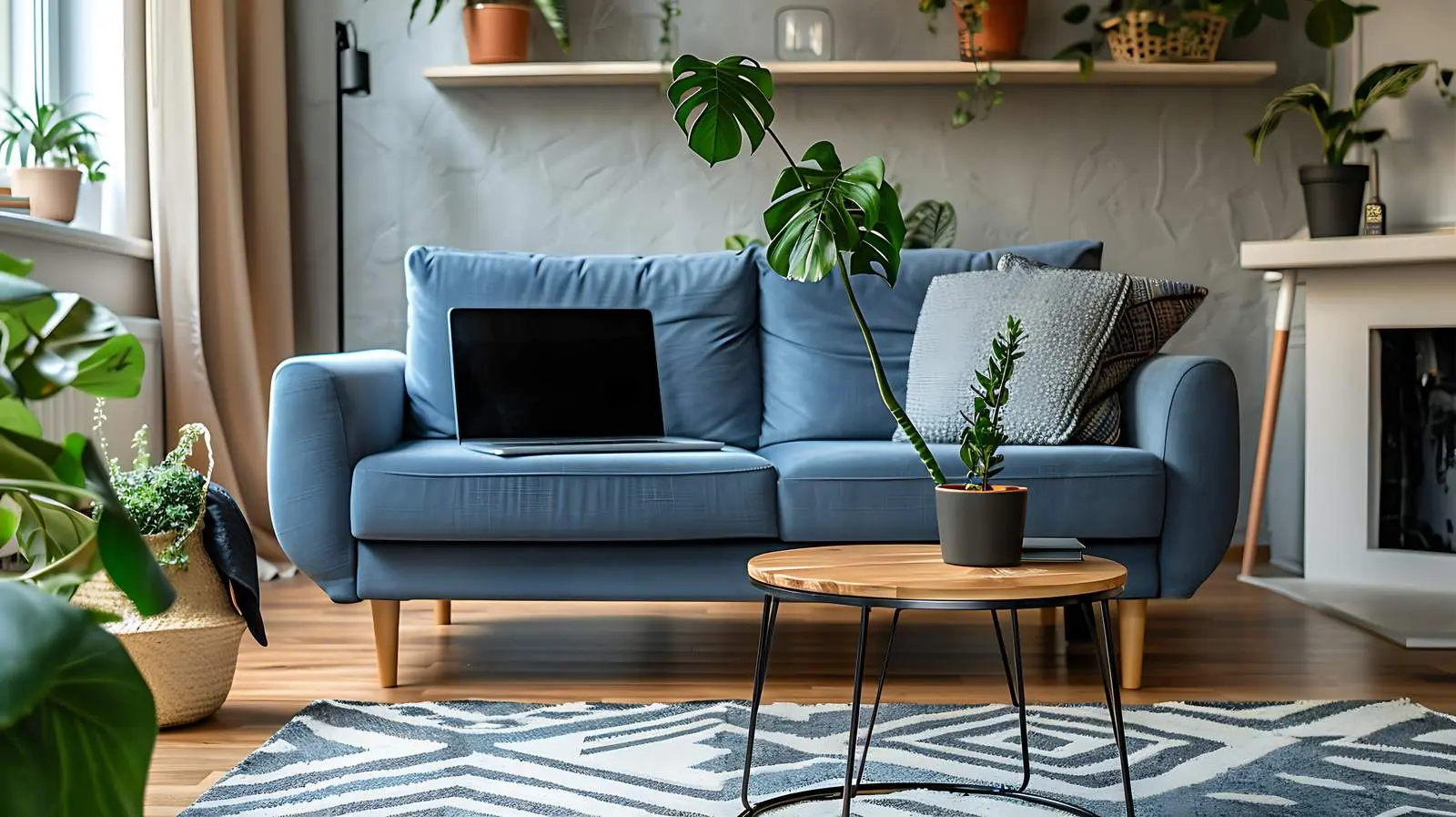 Cozy Home Office with Laptop and Side Table — free download from Dotvec