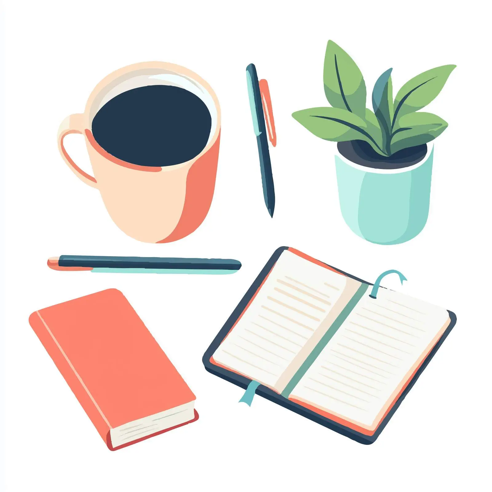 Stylish Workspace with Notebooks and Coffee – free notepads image from Dotvec