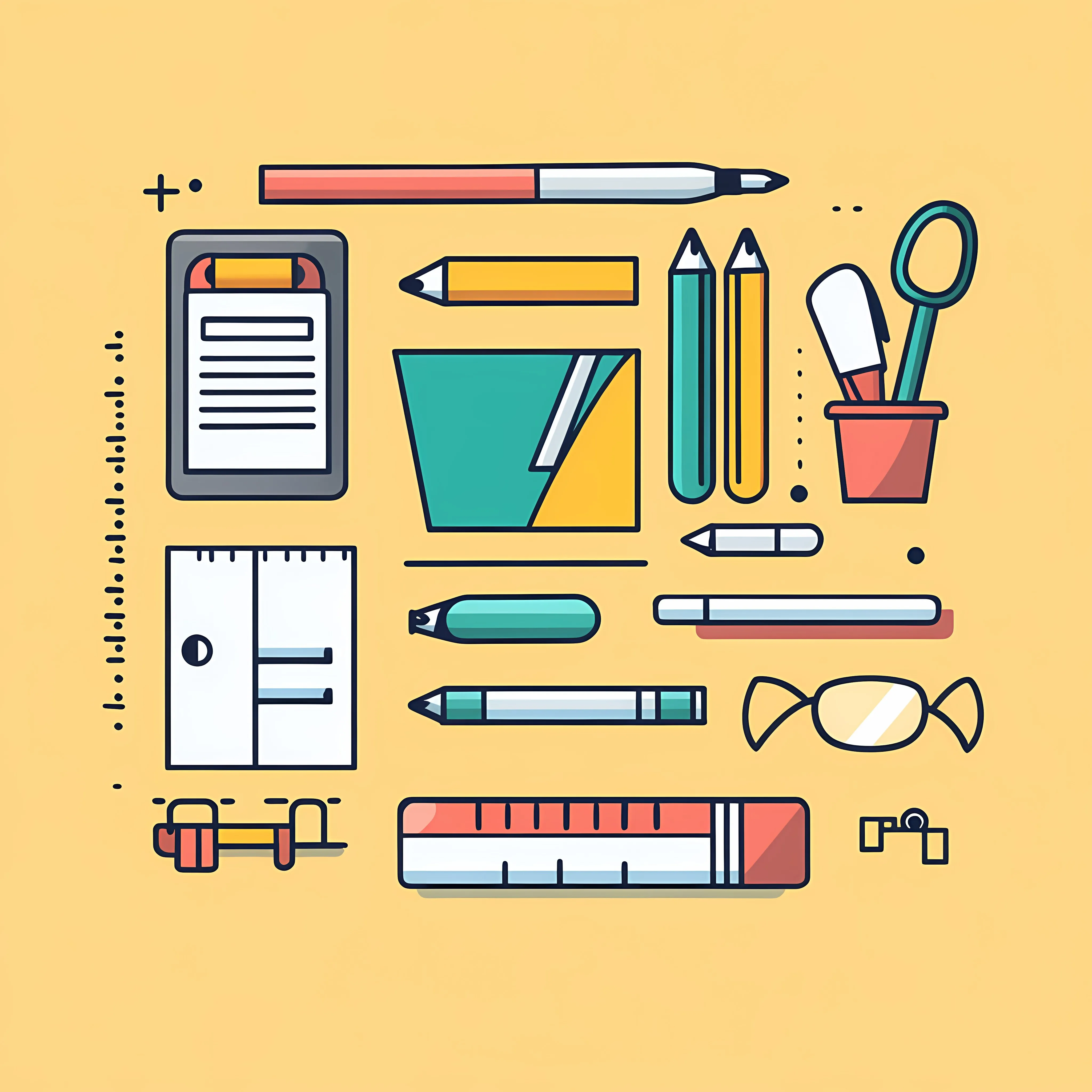 Flat Vector Illustration of Office Supplies — free download from Dotvec