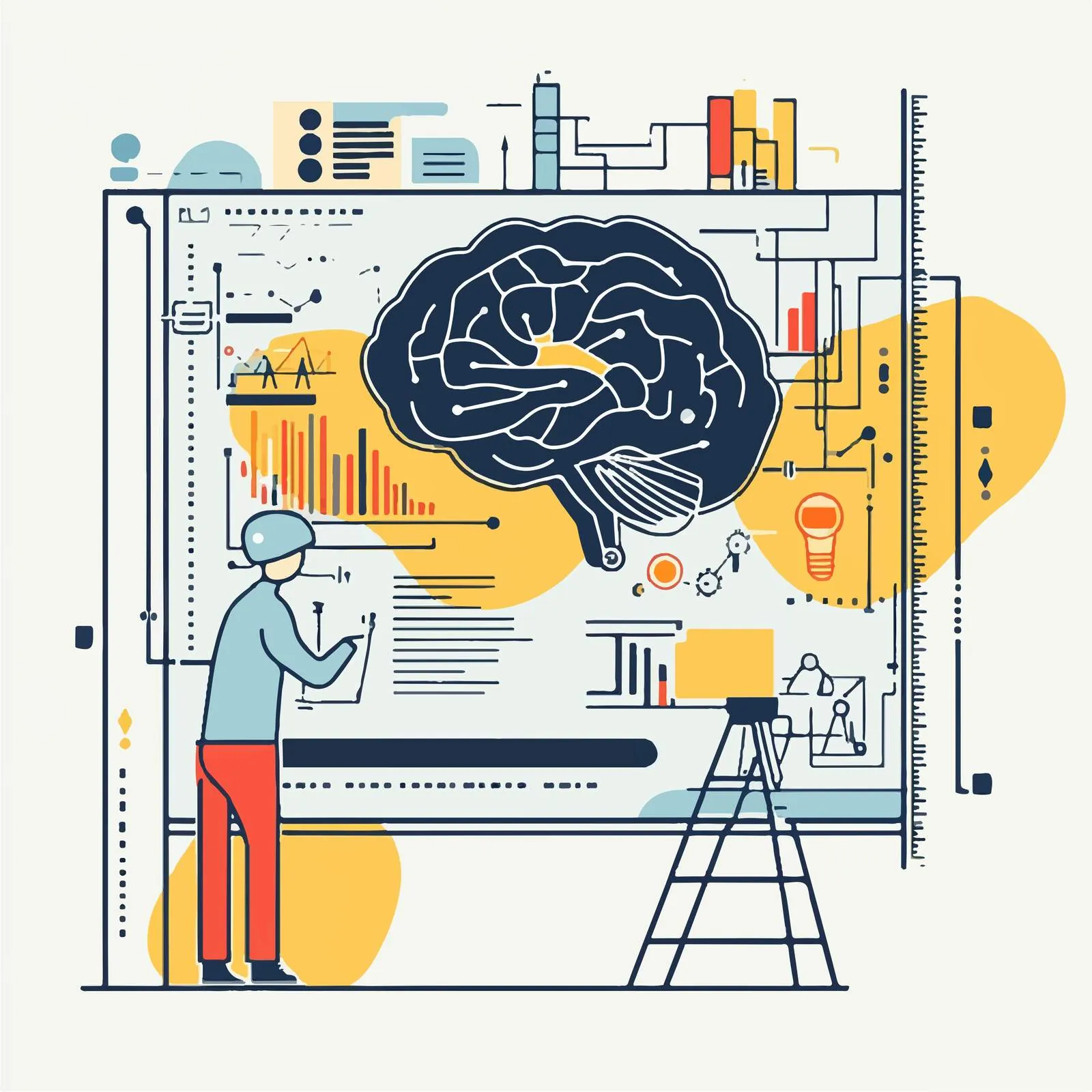 Worker Analyzing Big Data with AI and Machine Learning — free download from Dotvec