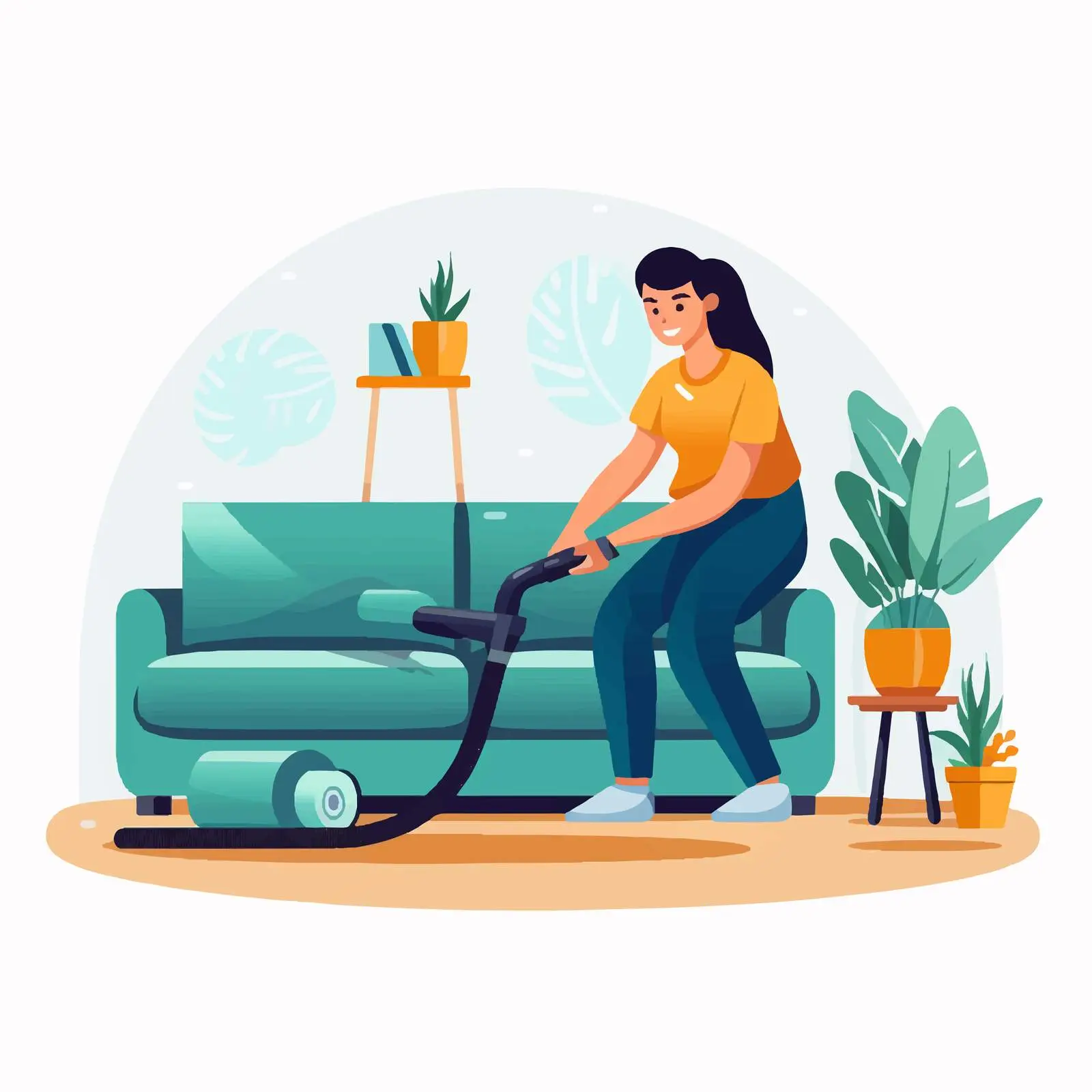 Worker Cleaning Sofa with Vacuum Cleaner Vector – free professional cleaner image from Dotvec