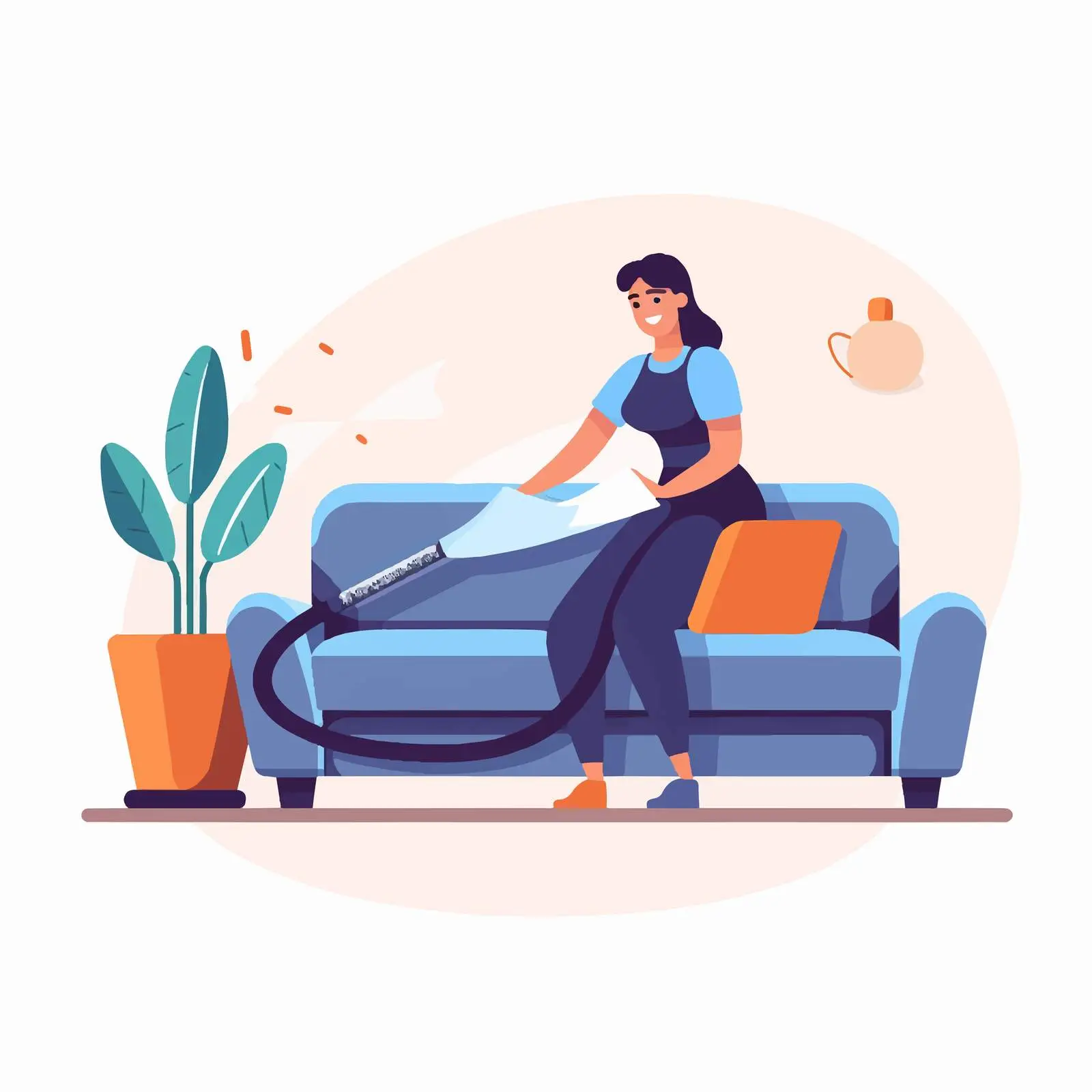 Worker Cleaning Sofa with Vacuum Cleaner — free download from Dotvec