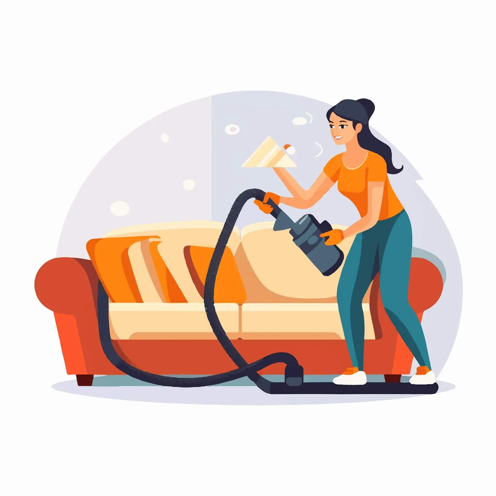 Professional Worker Cleaning Sofa with Vacuum Cleaner — free download from Dotvec