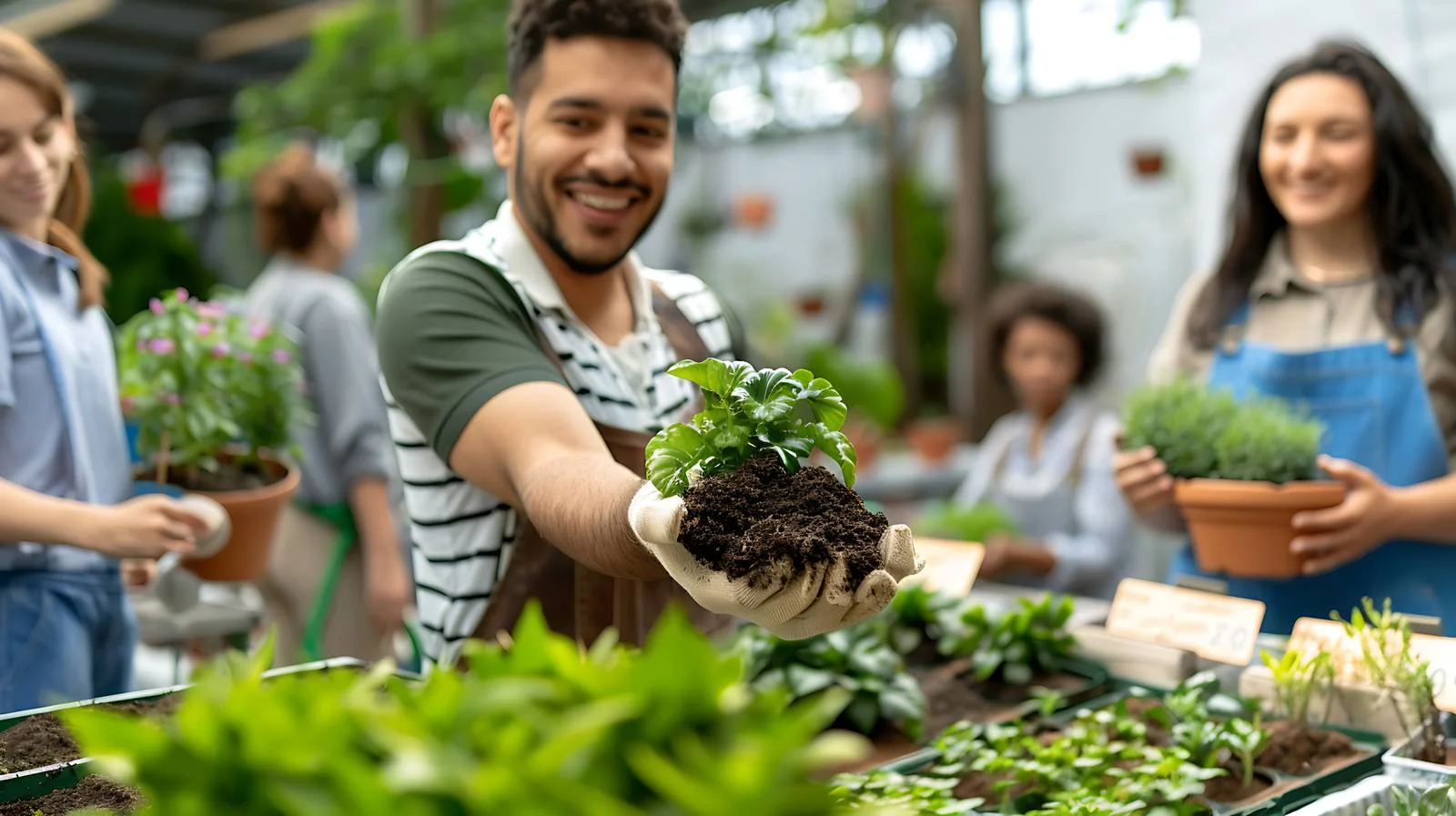 Garden Center Worker with Customer — free download from Dotvec