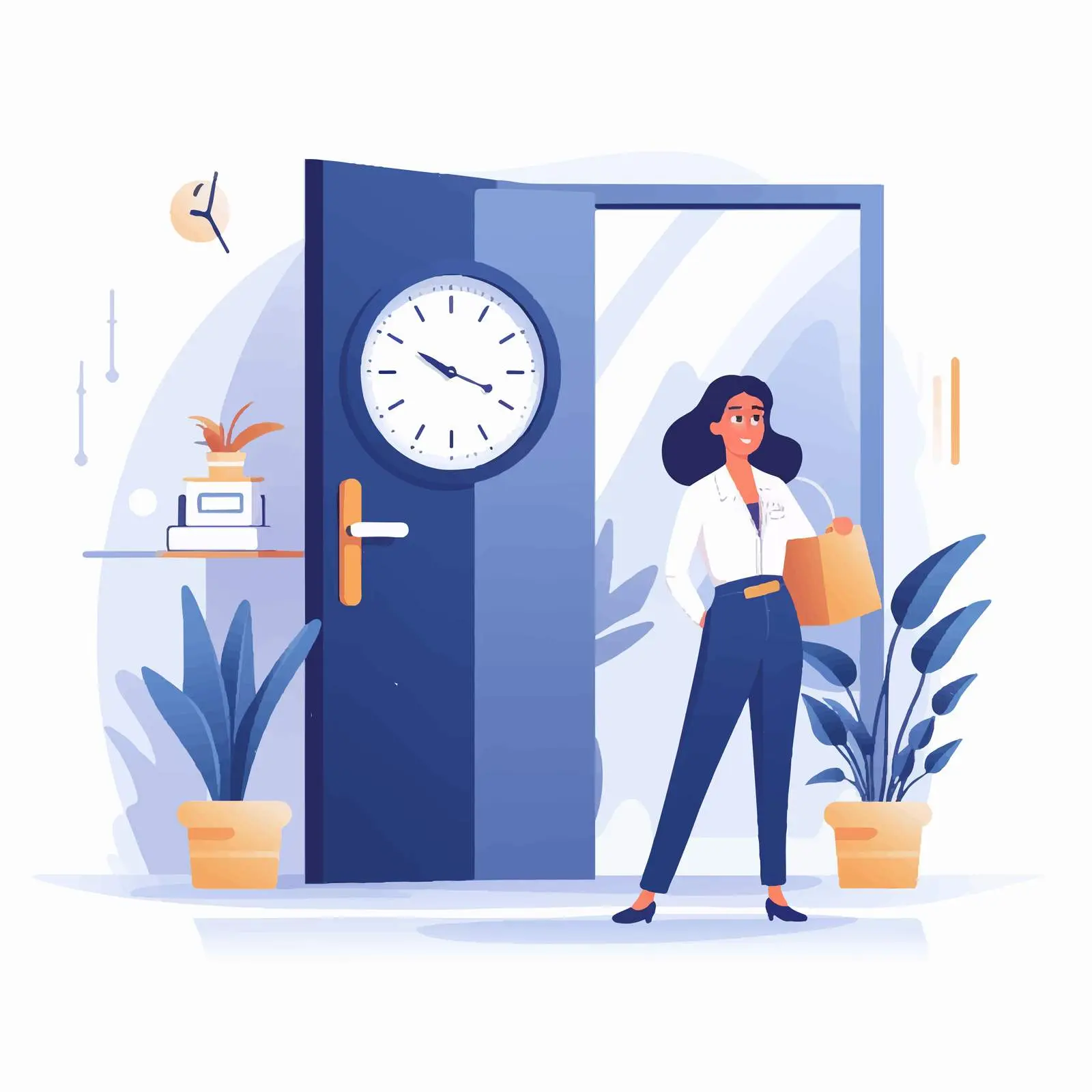 Woman Leaving Work on Time Vector Illustration — free download from Dotvec