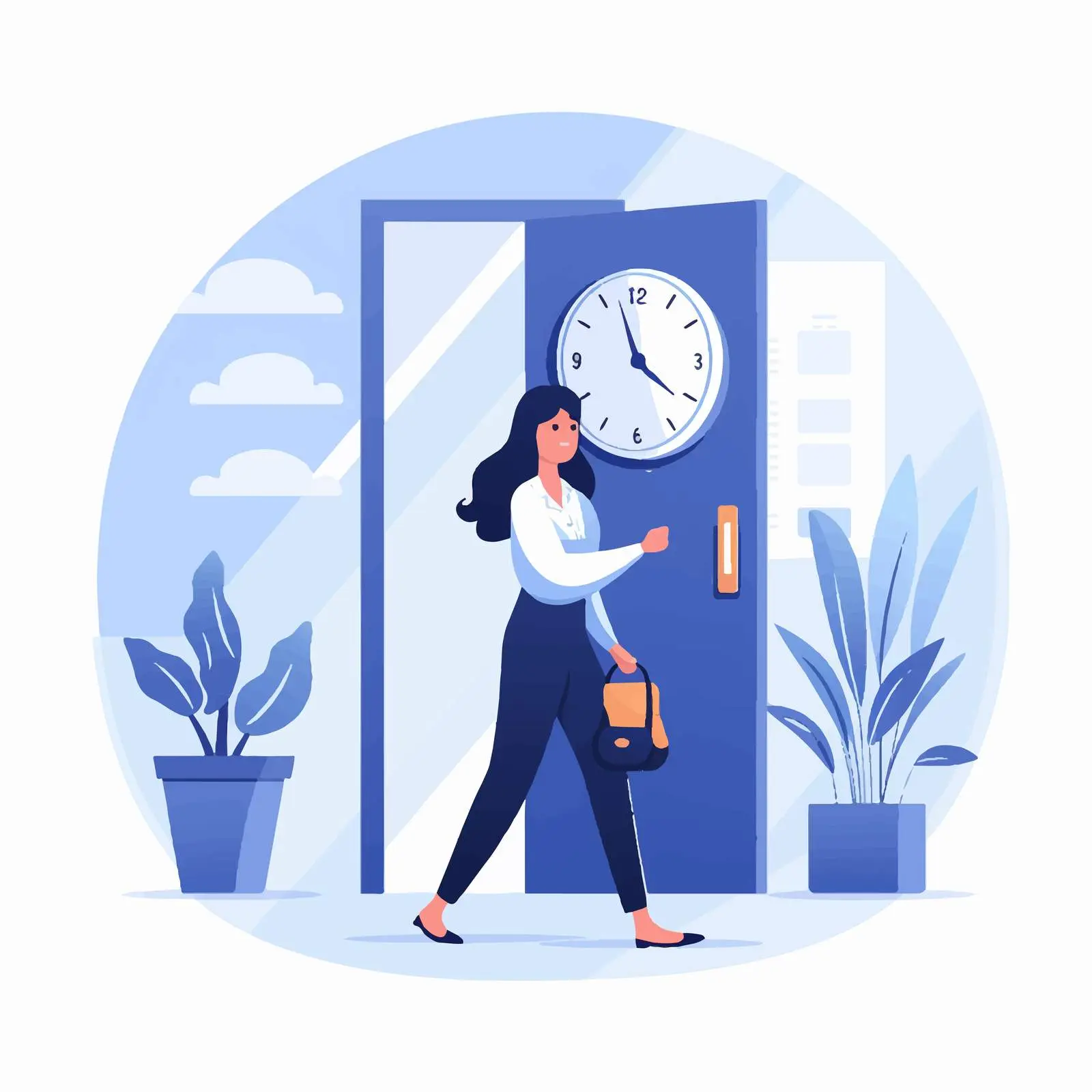 Woman Leaving Work on Time Vector Illustration — free download from Dotvec